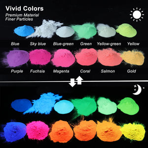 lets resin glow in dark pigment powder 12 jar set