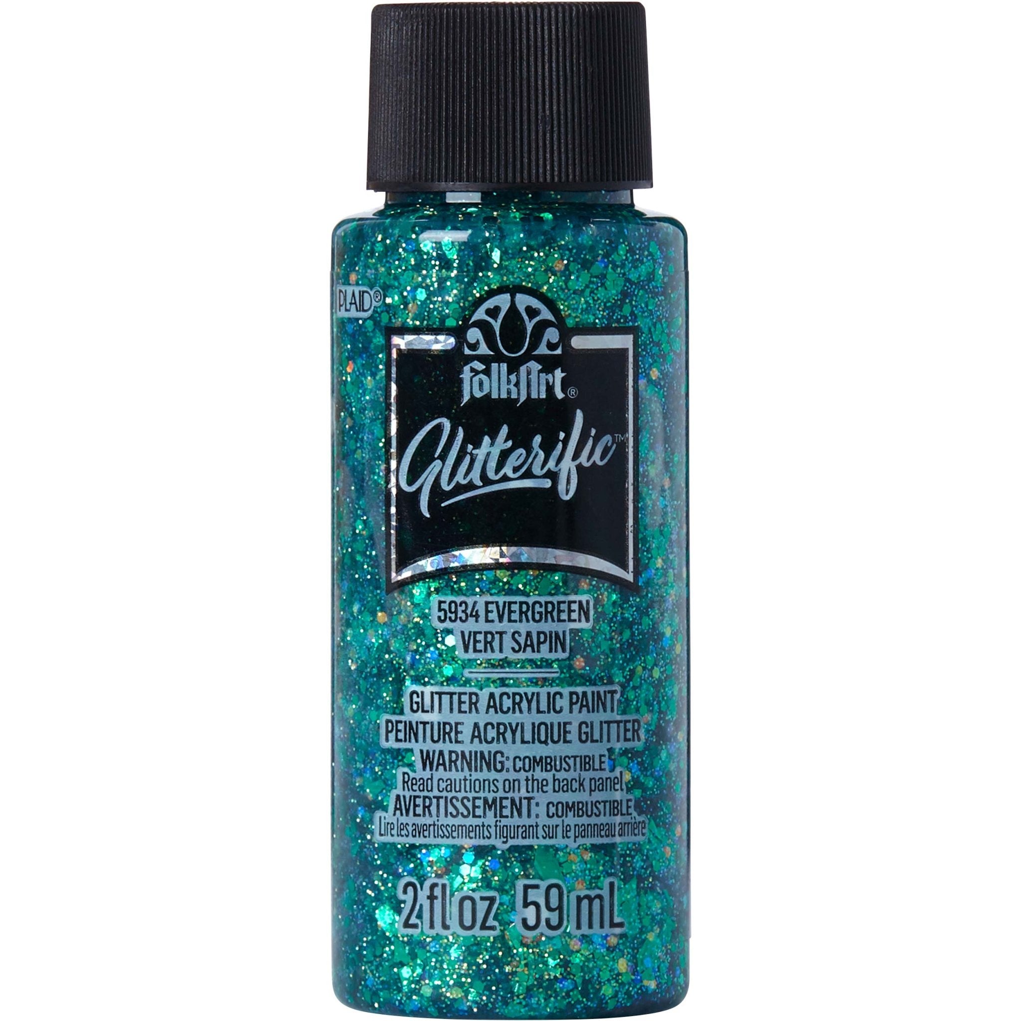 FolkArt Glitterific Acrylic Paint - Evergreen - DIY Craft Warehouse