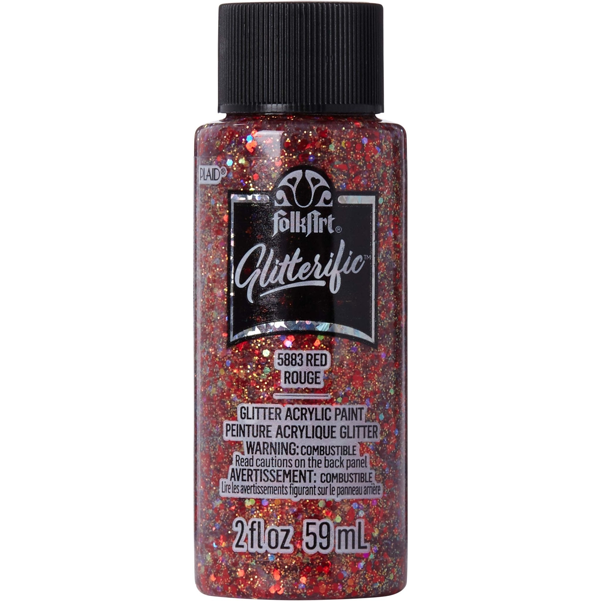 FolkArt Glitterific Acrylic Paint - Red - DIY Craft Warehouse