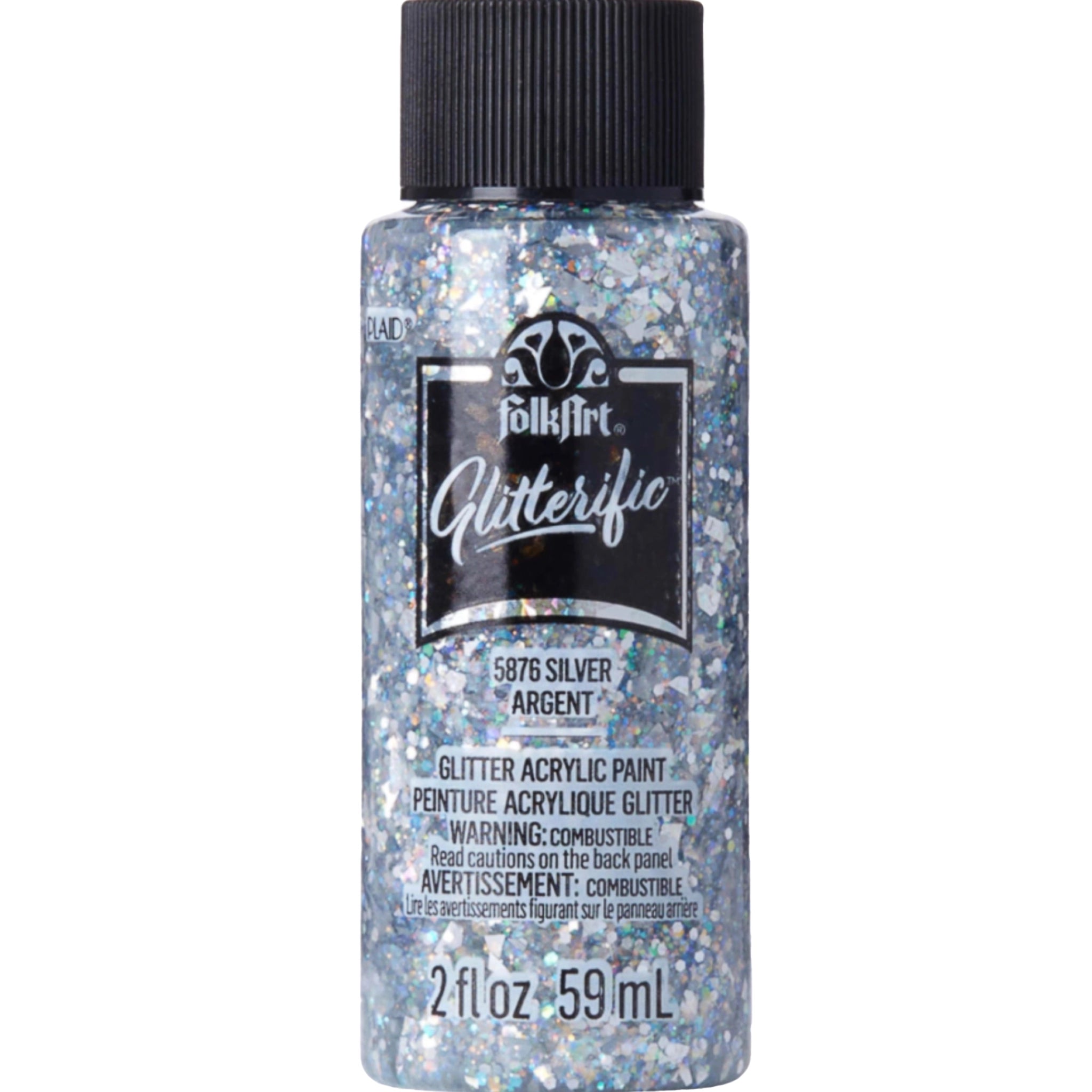 FolkArt Glitterific Acrylic Paint - Silver - DIY Craft Warehouse