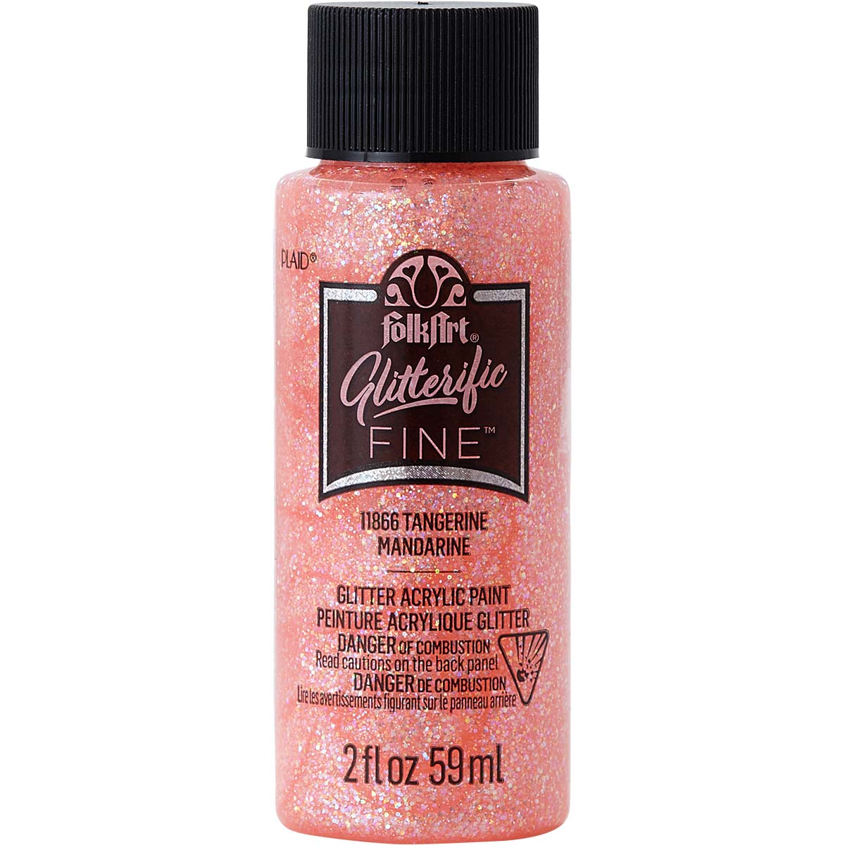 FolkArt Glitterific Fine Acrylic Paint - Tangerine - DIY Craft Warehouse