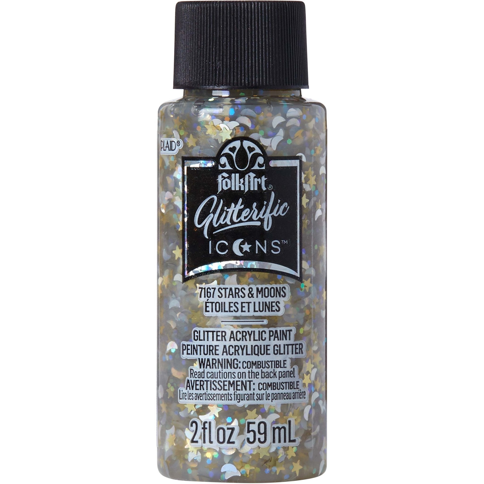 FolkArt Glitterific Icons Acrylic Paint - Stars & Moons - DIY Craft Warehouse