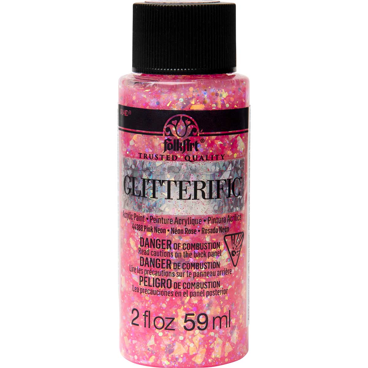 FolkArt Glitterific Neon Acrylic Paint - Pink - DIY Craft Warehouse