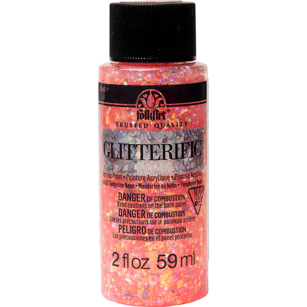 FolkArt Glitterific Neon Acrylic Paint - Tangerine - DIY Craft Warehouse