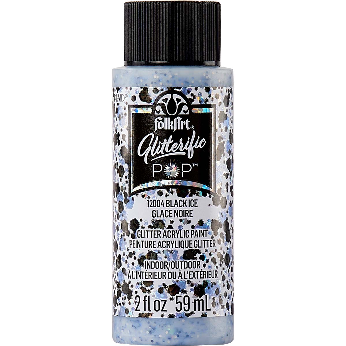 FolkArt Glitterific Pop Acrylic Paint - Black Ice - DIY Craft Warehouse