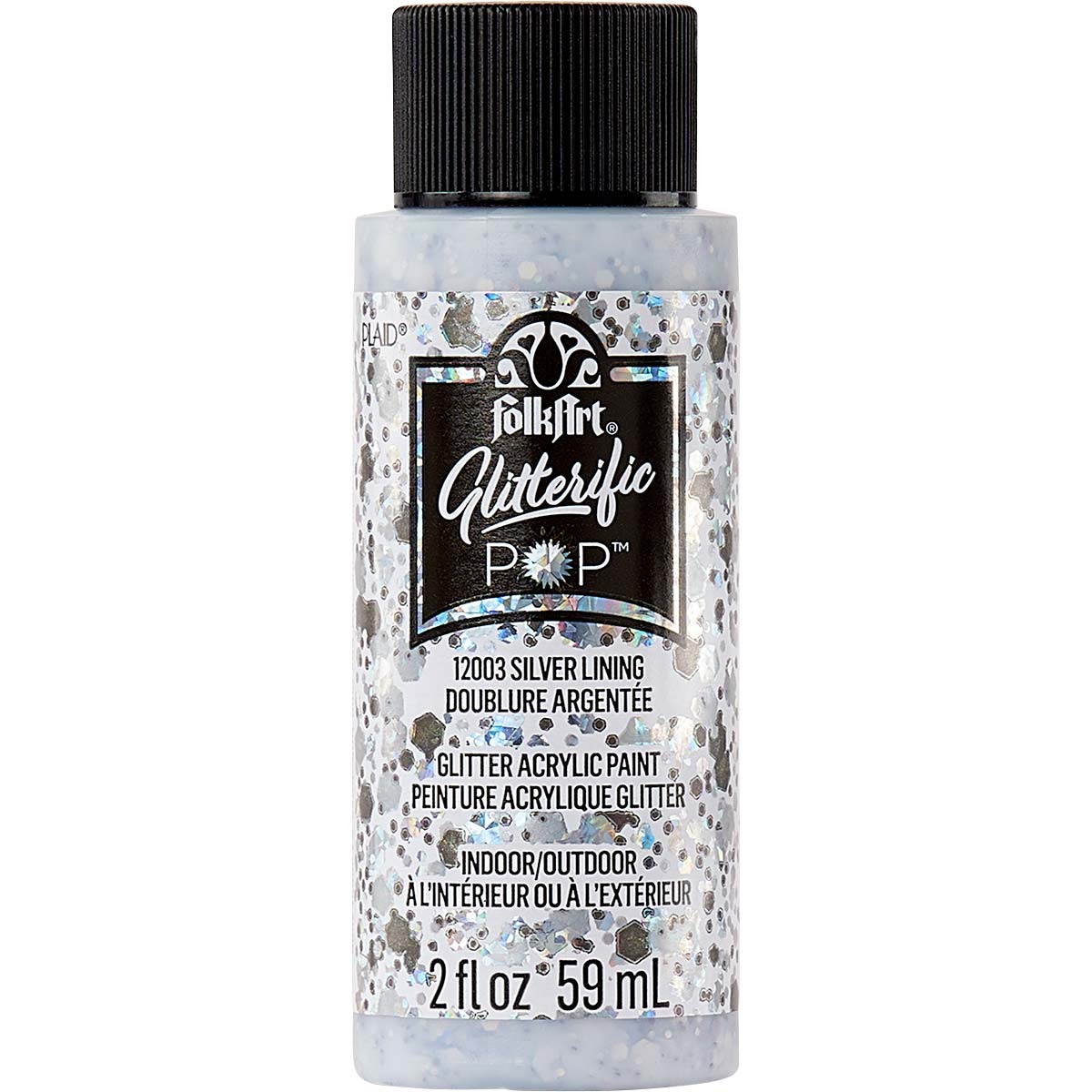 FolkArt Glitterific Pop Acrylic Paint - Silver Lining - DIY Craft Warehouse