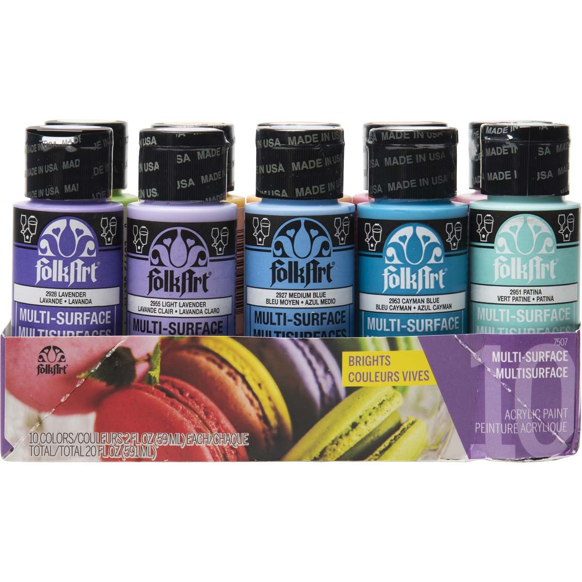 FolkArt Multi-Surface Acrylic Paint - Bright Set 2 - DIY Craft Warehouse