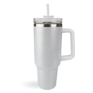 Handled Travel Mug Glitter - White