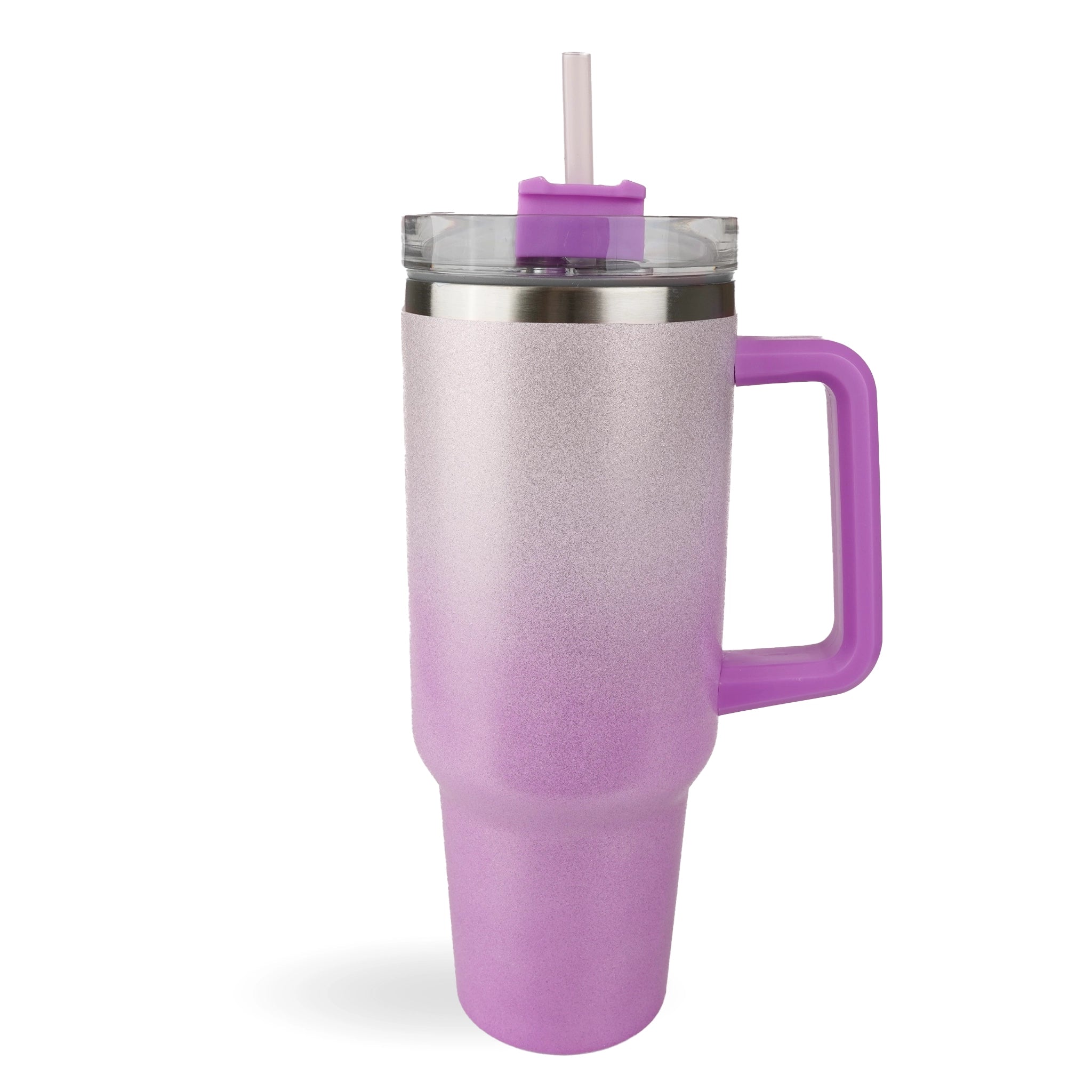 Handled Travel Mug Glitter Ombre - Purple & White - DIY Craft Warehouse