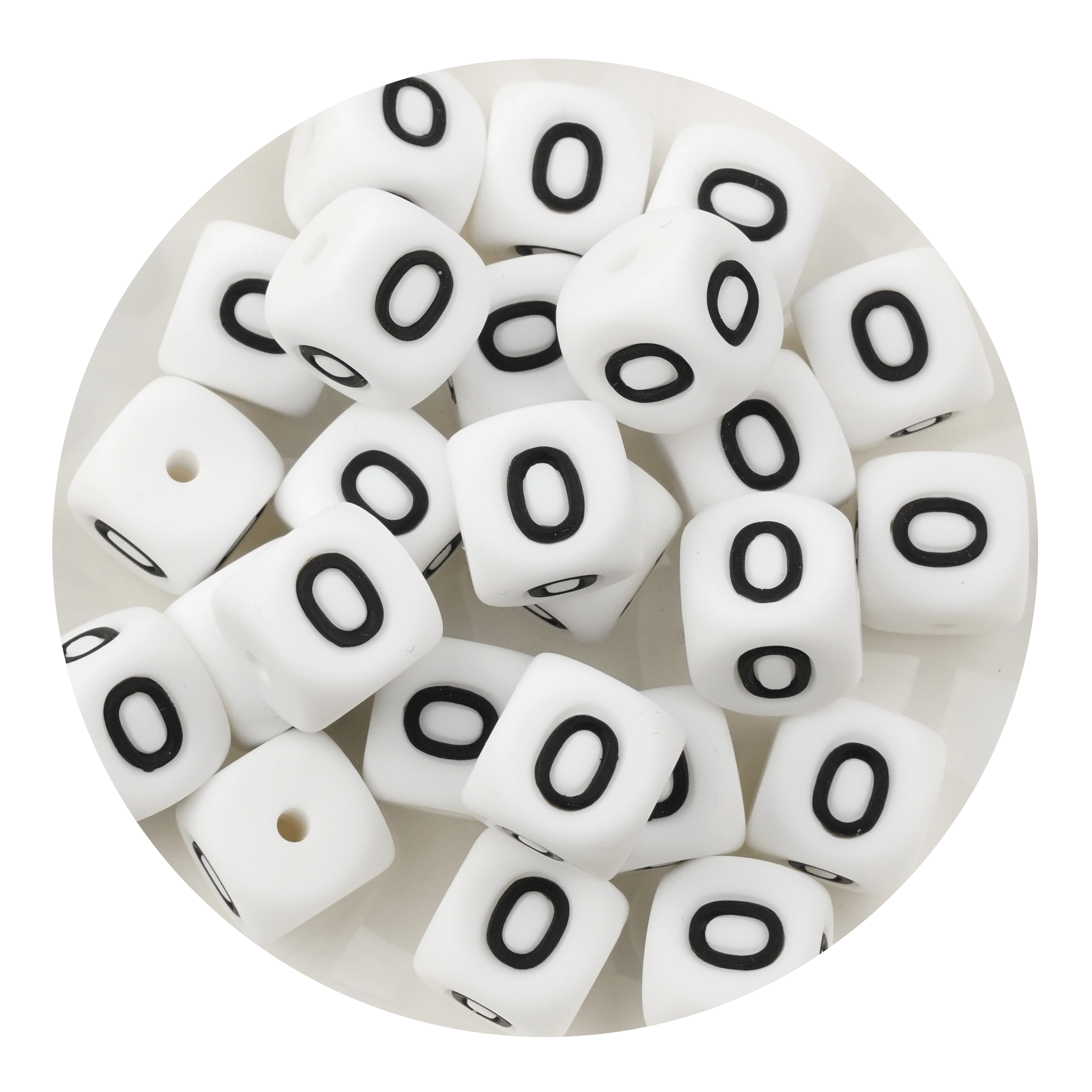 Letter & Number Square Silicone String Beads - White & Black (12mm - 25/bag) - DIY Craft Warehouse