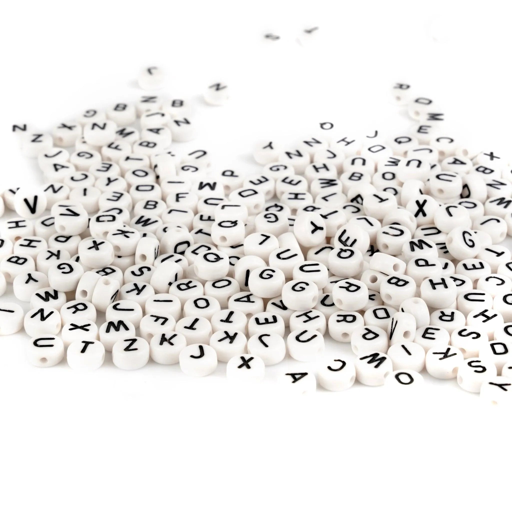 Letter Round String Bead - White & Black (500 Beads - 6mm - Letter O) DIY Craft Warehouse