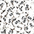 Letter Round String Bead - White & Black (6mm - 500/bag) - DIY Craft Warehouse