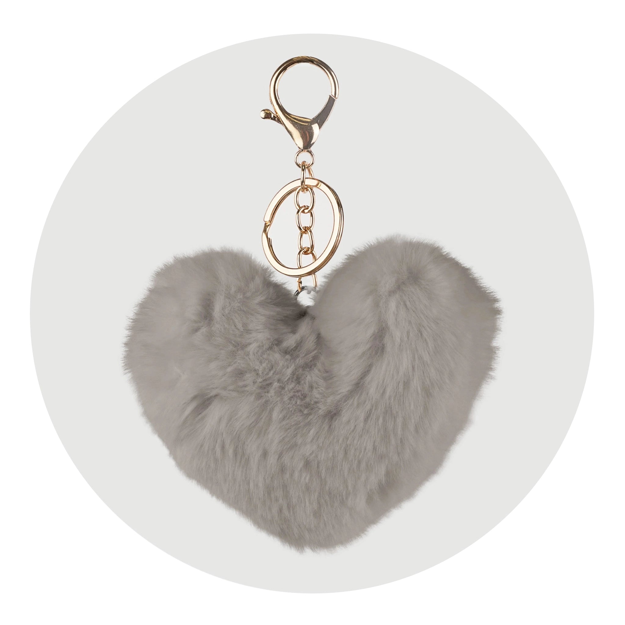 Pom Pom Heart Key Chain - Light Gray - DIY Craft Warehouse