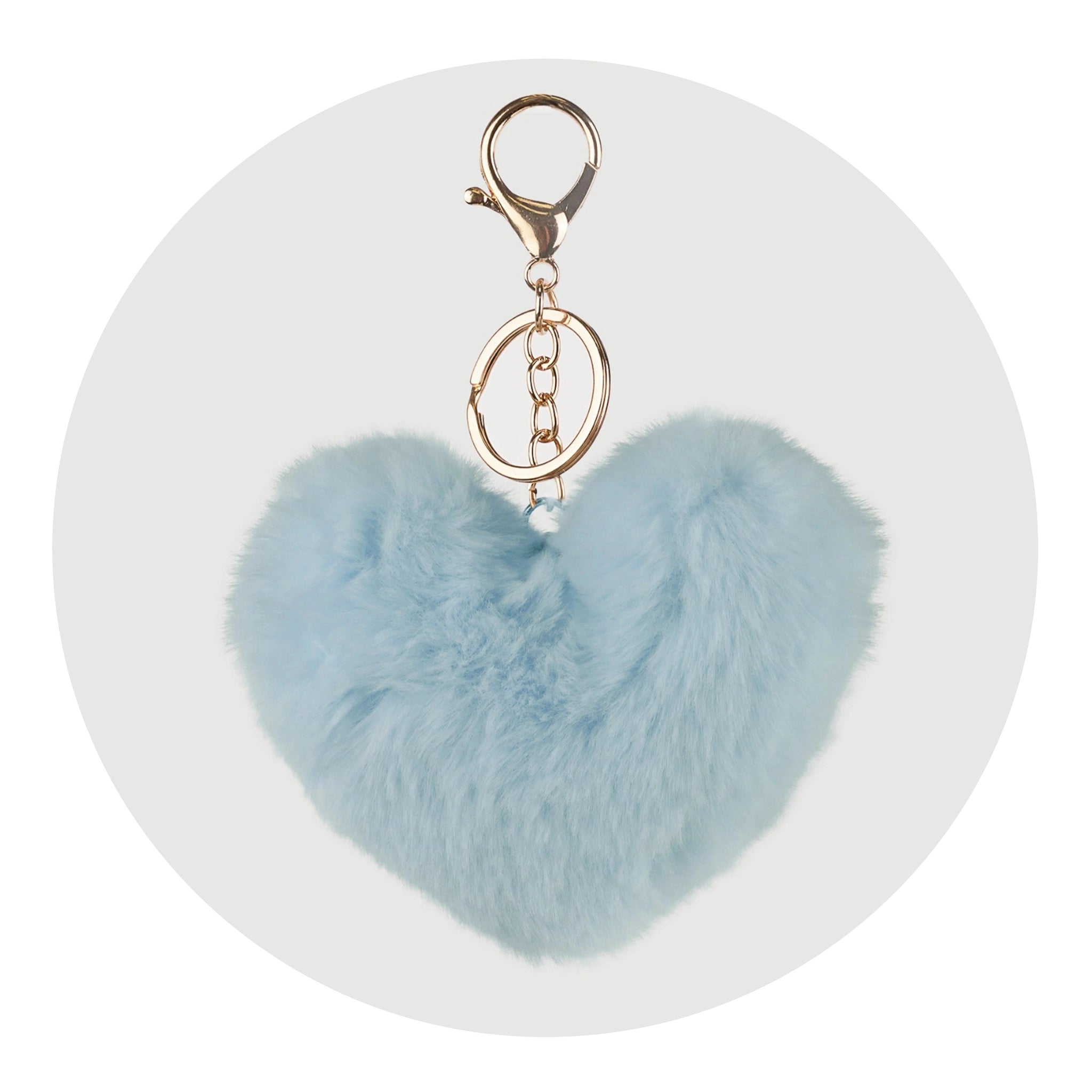 Pom Pom Heart Key Chain - Sky Blue - DIY Craft Warehouse