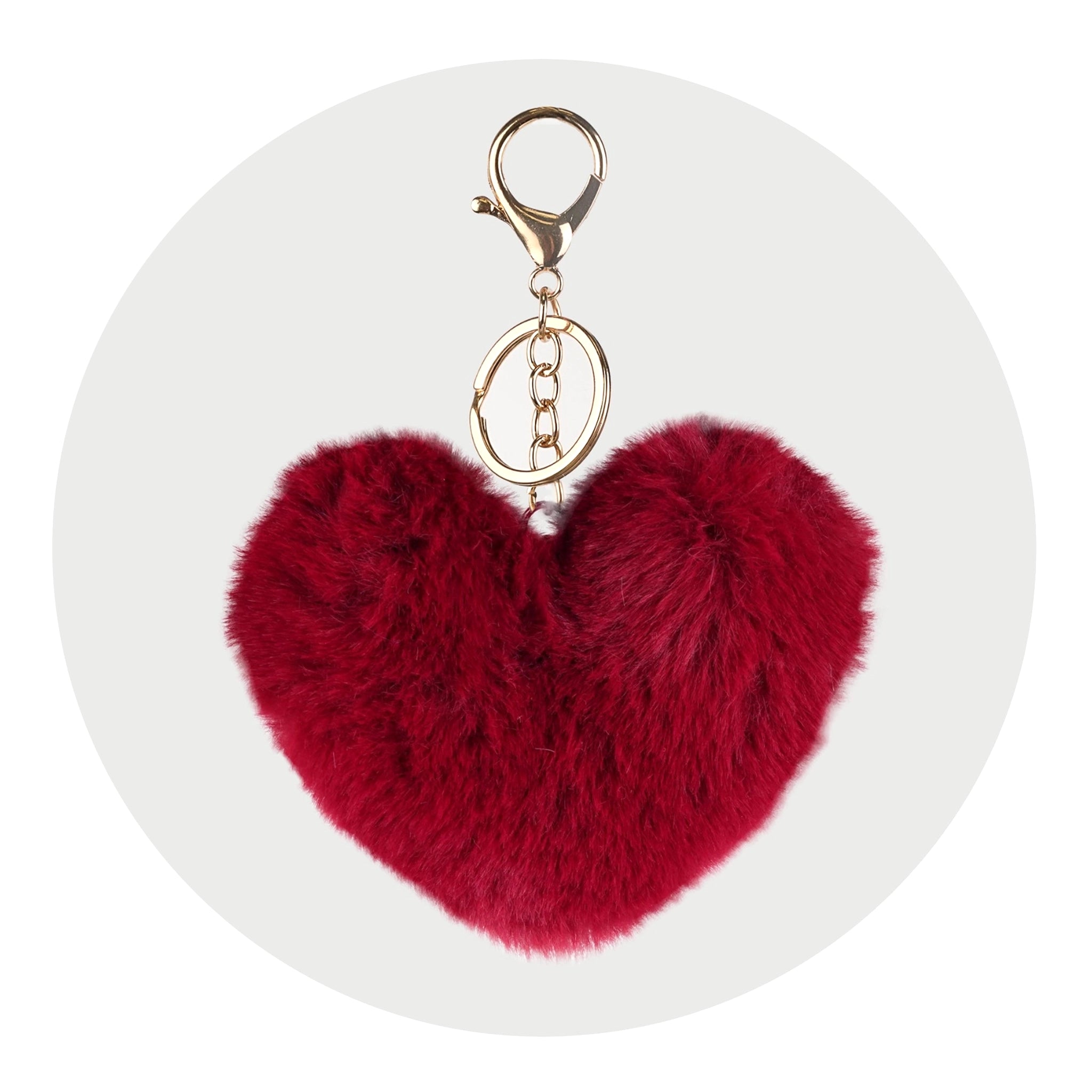 Pom Pom Heart Key Chain - Wine Red - DIY Craft Warehouse