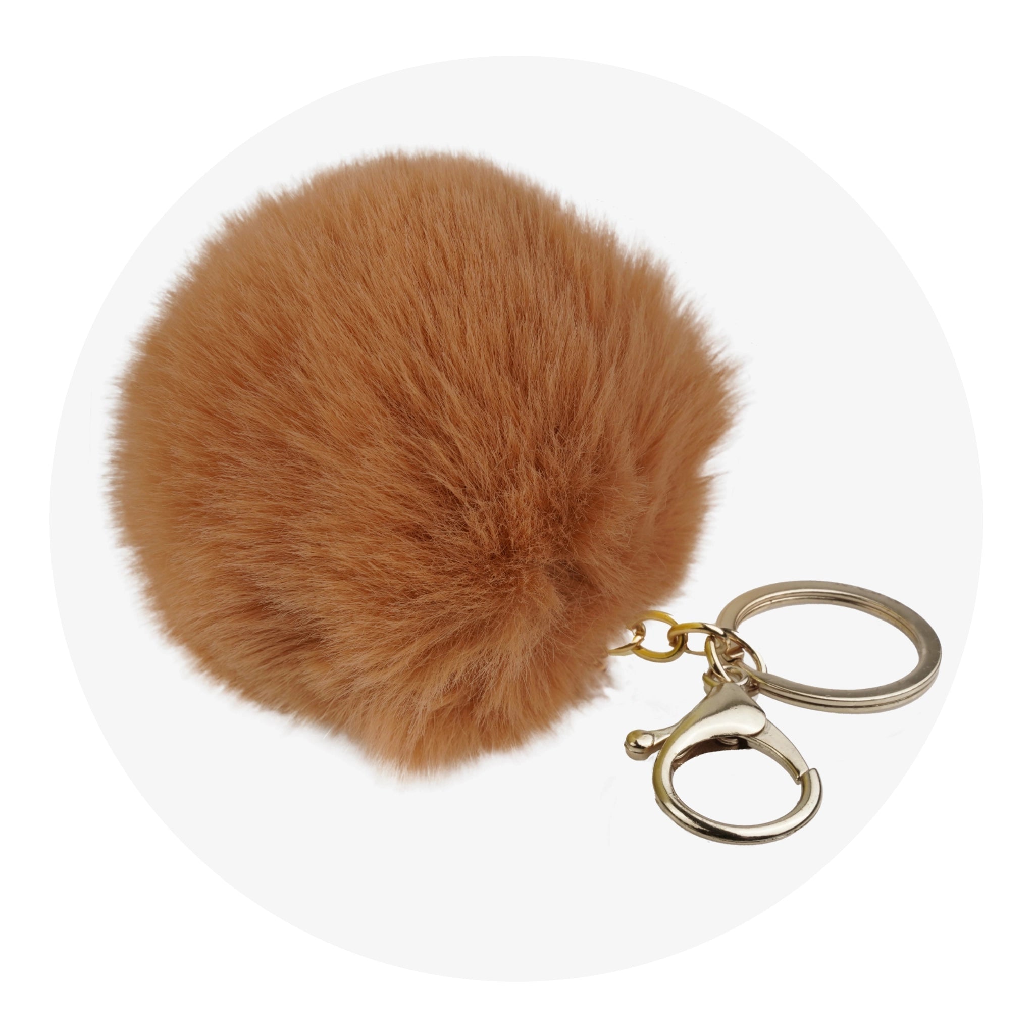 Pom Pom Round Key Chain - Brown - DIY Craft Warehouse