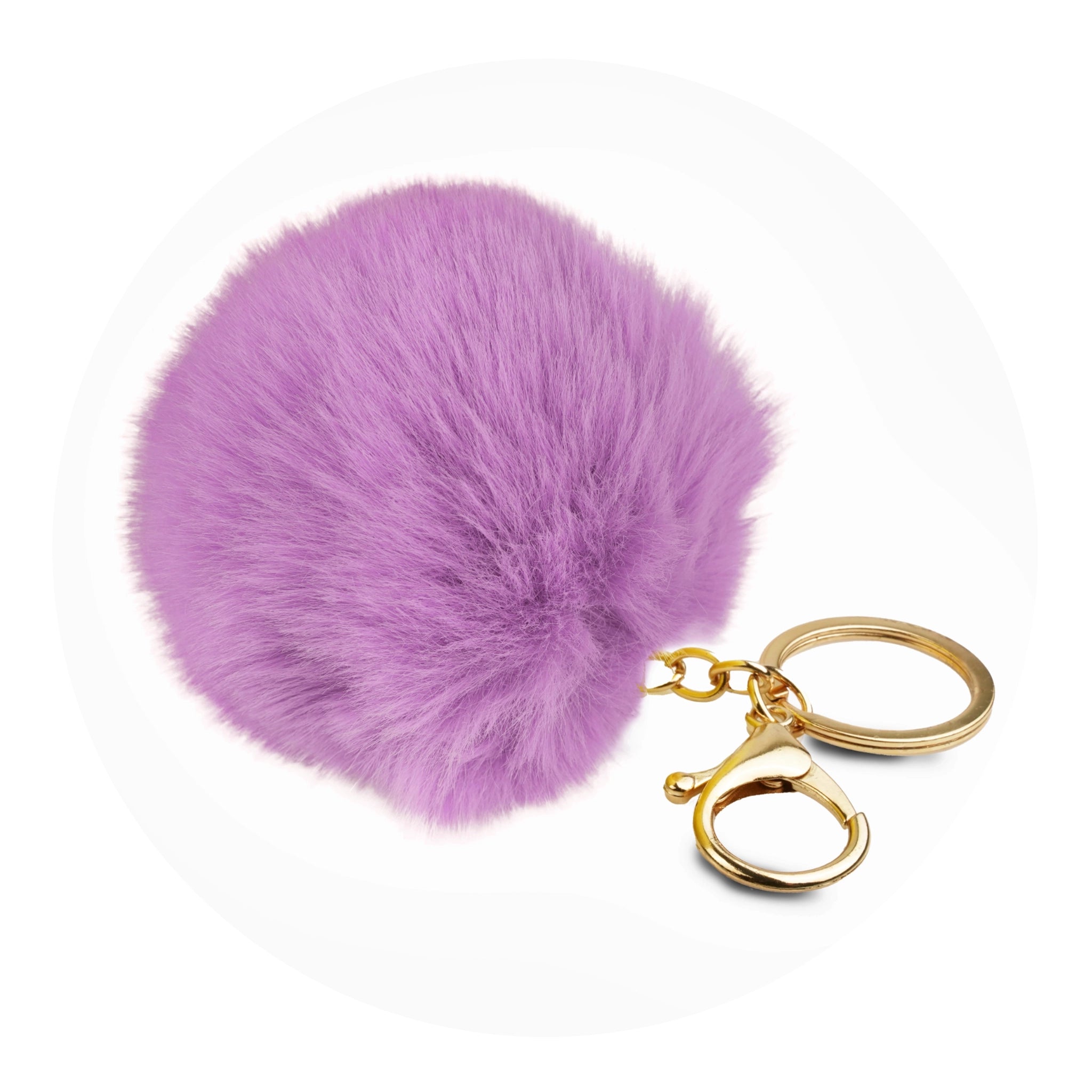 Pom Pom Round Key Chain - Light Purple - DIY Craft Warehouse