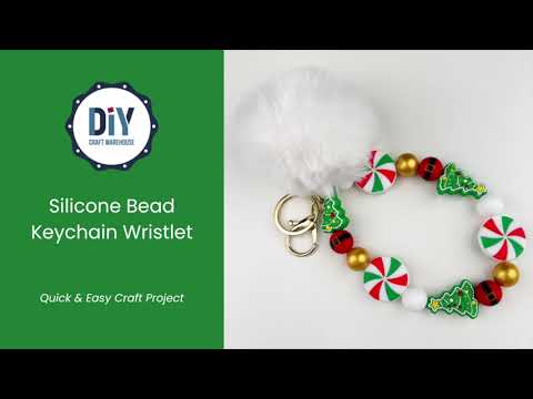 Pom Pom Round Key Chain - White - DIY Craft Warehouse