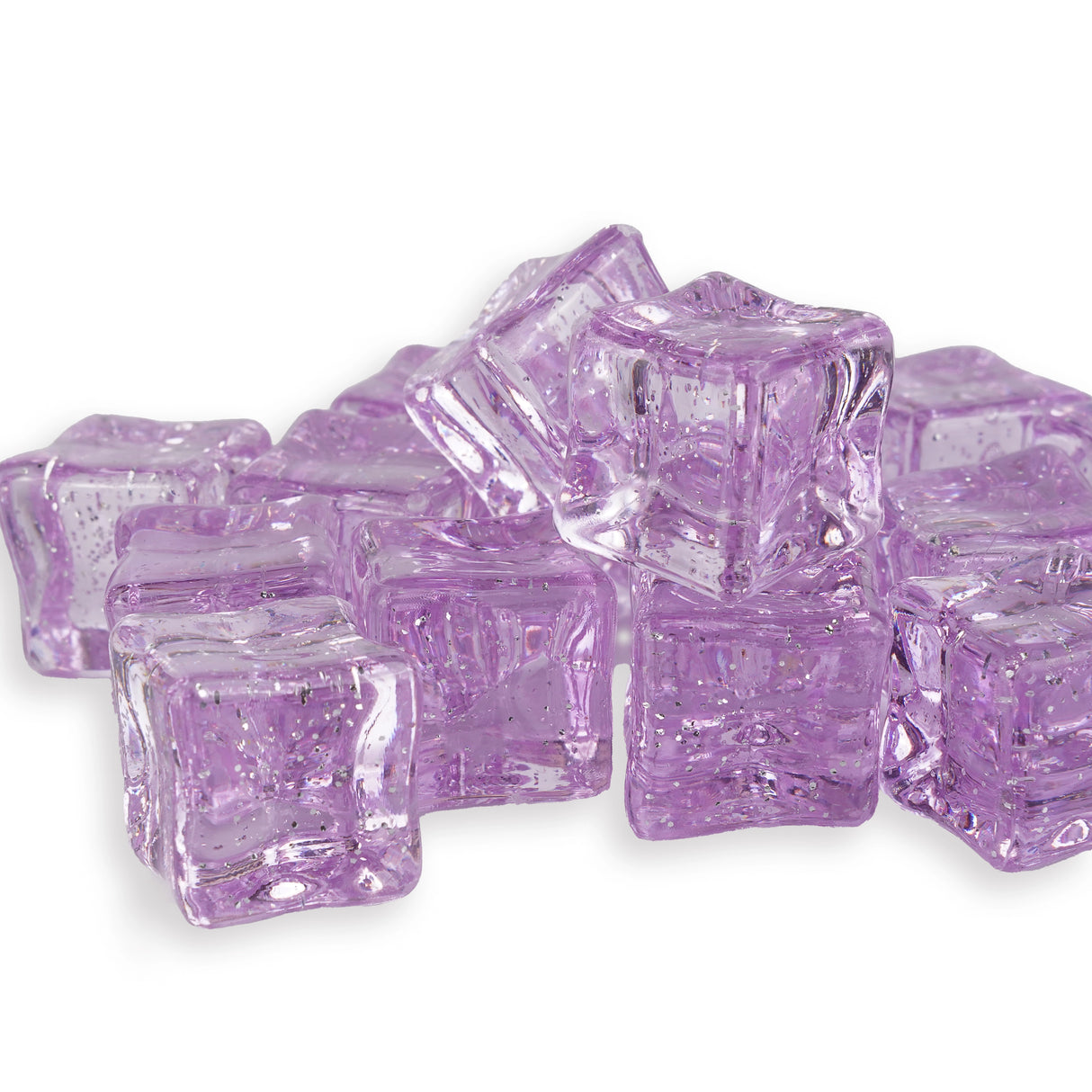 ice cubes with glitter light purple