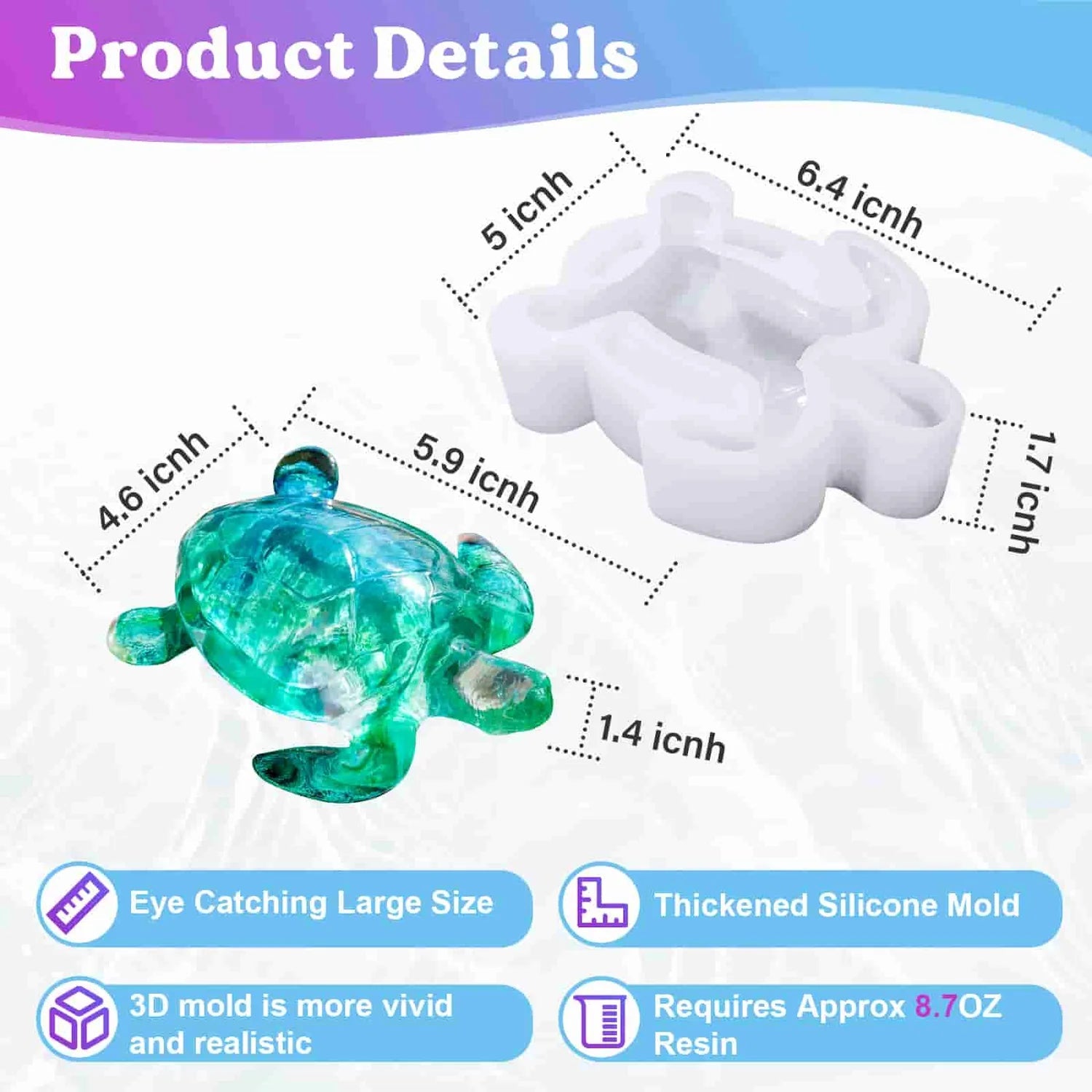 Resin Silicone Mold - Turtle - Bulk Craft Supplies - Wholesale Prices