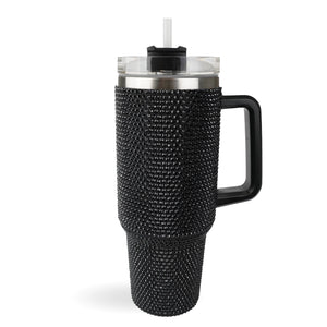 Handled Travel Mug Rhinestone - Black