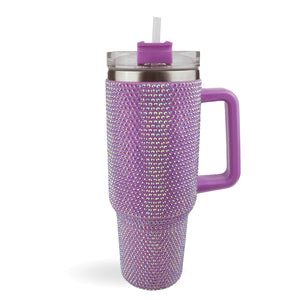 Handled Travel Mug Rhinestone - Purple