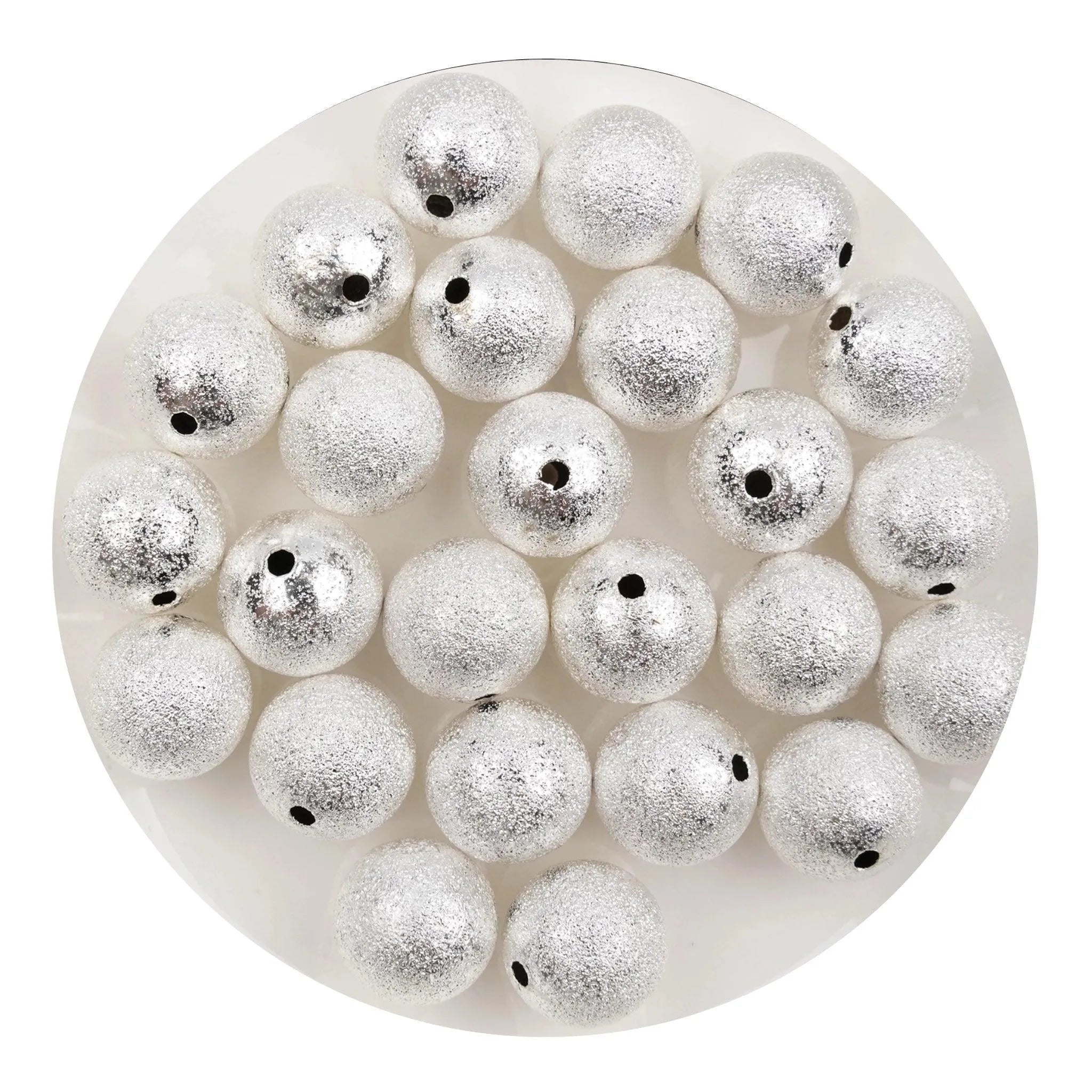 Round String Bead Brushed Metal - Silver (5 Beads - 12mm) | Bulk Prices