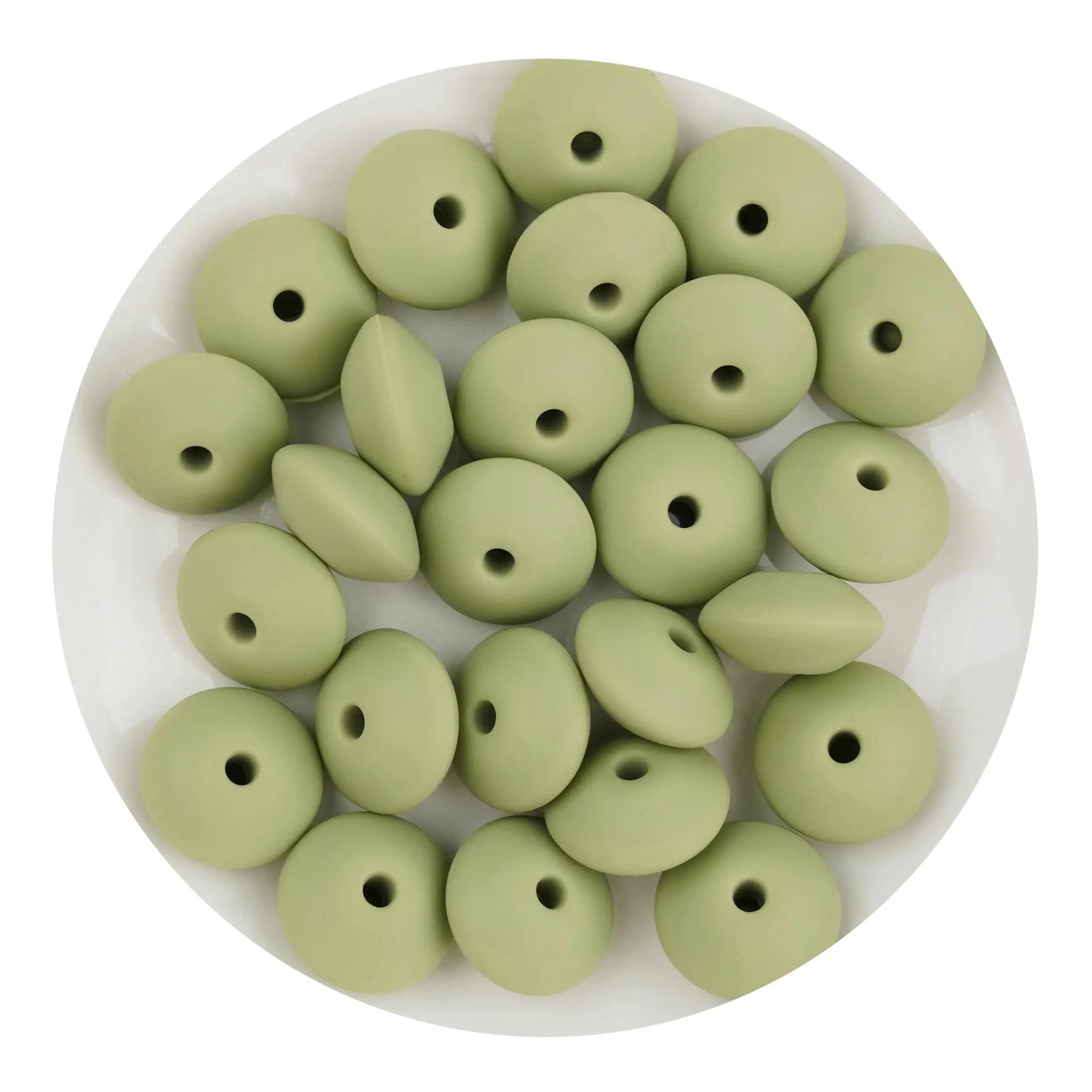 Silicone Bead Lentil Disc - Lint Green - DIY Craft Warehouse