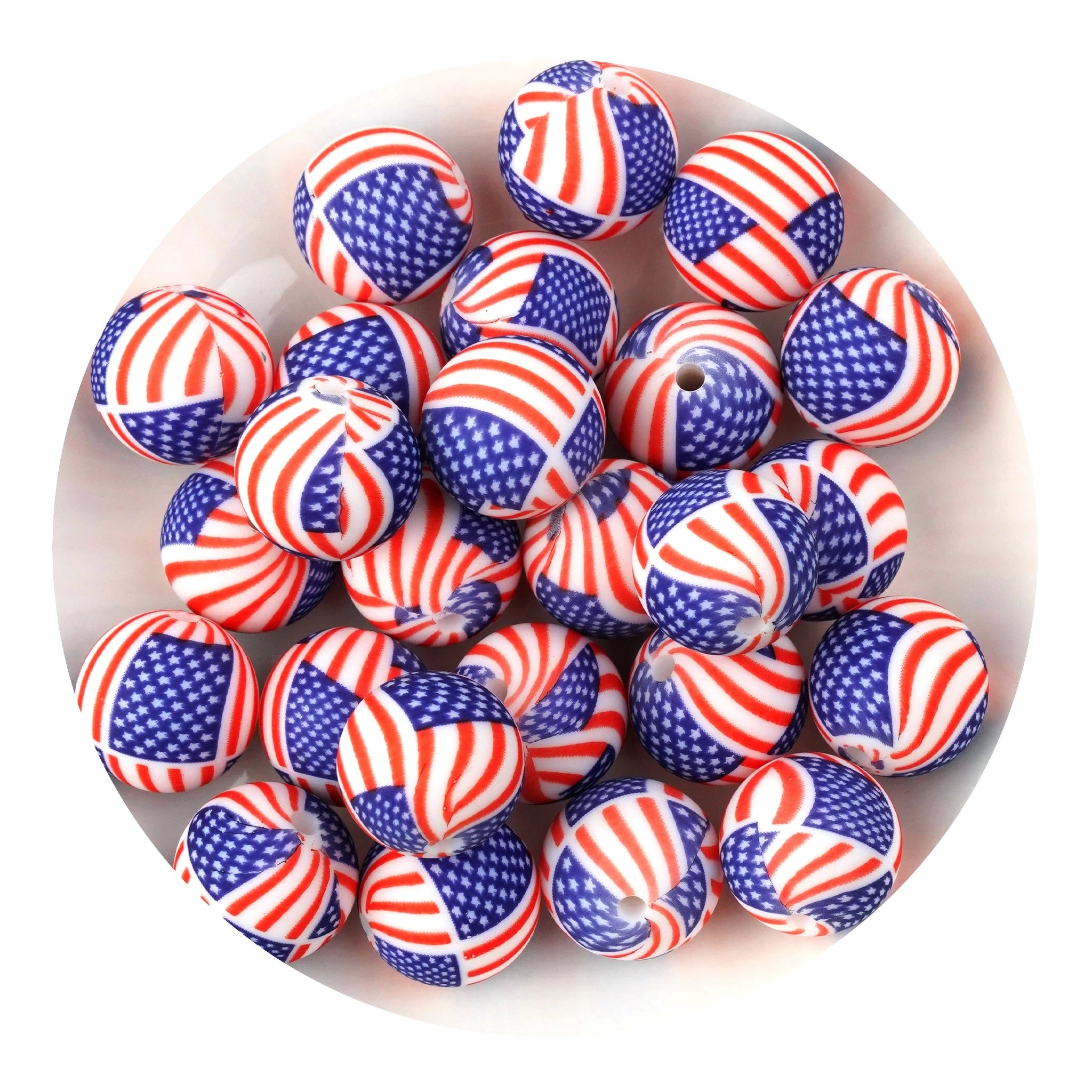 Silicone Bead Round - American Flag - DIY Craft Warehouse