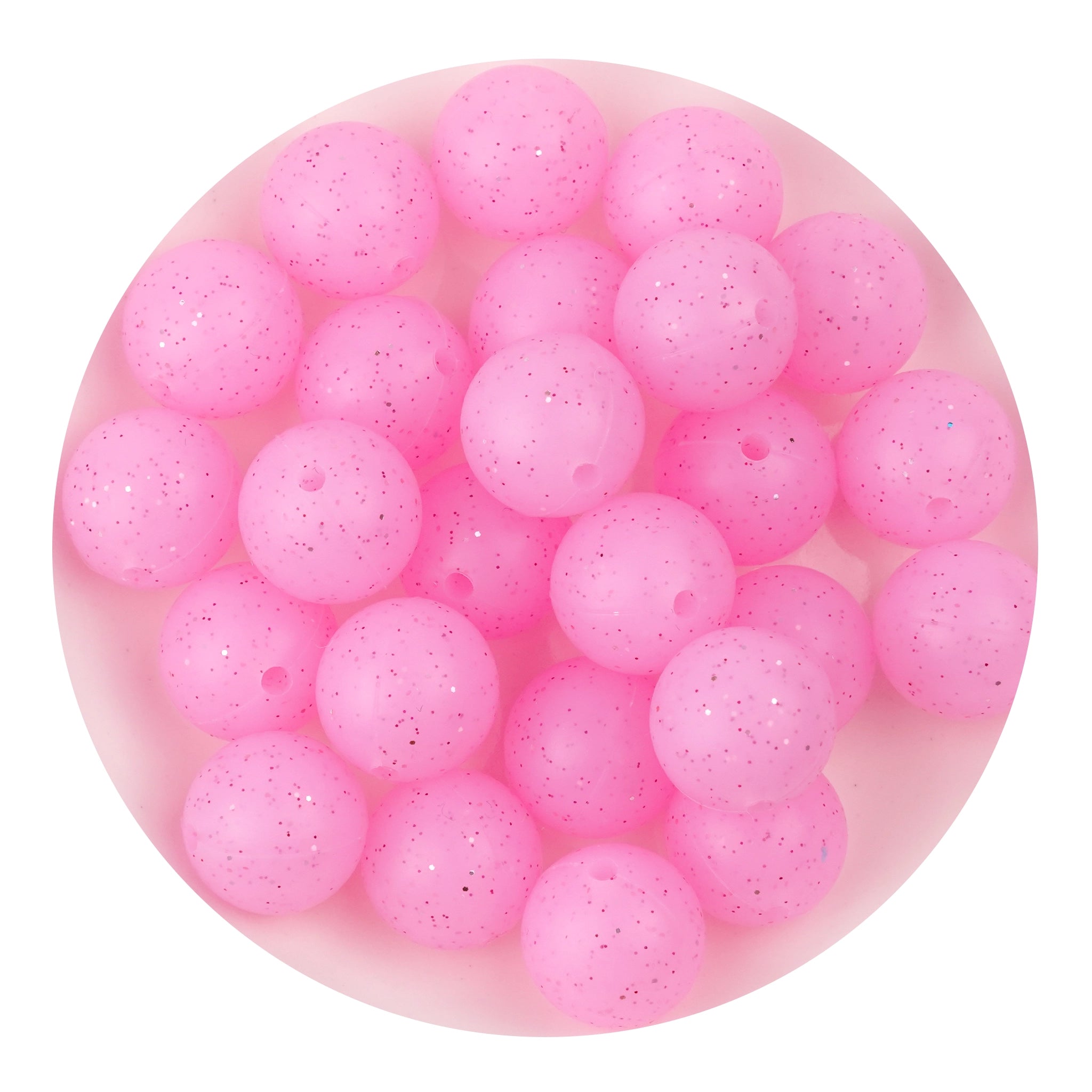 Silicone Bead Round - Glitter Pink - DIY Craft Warehouse