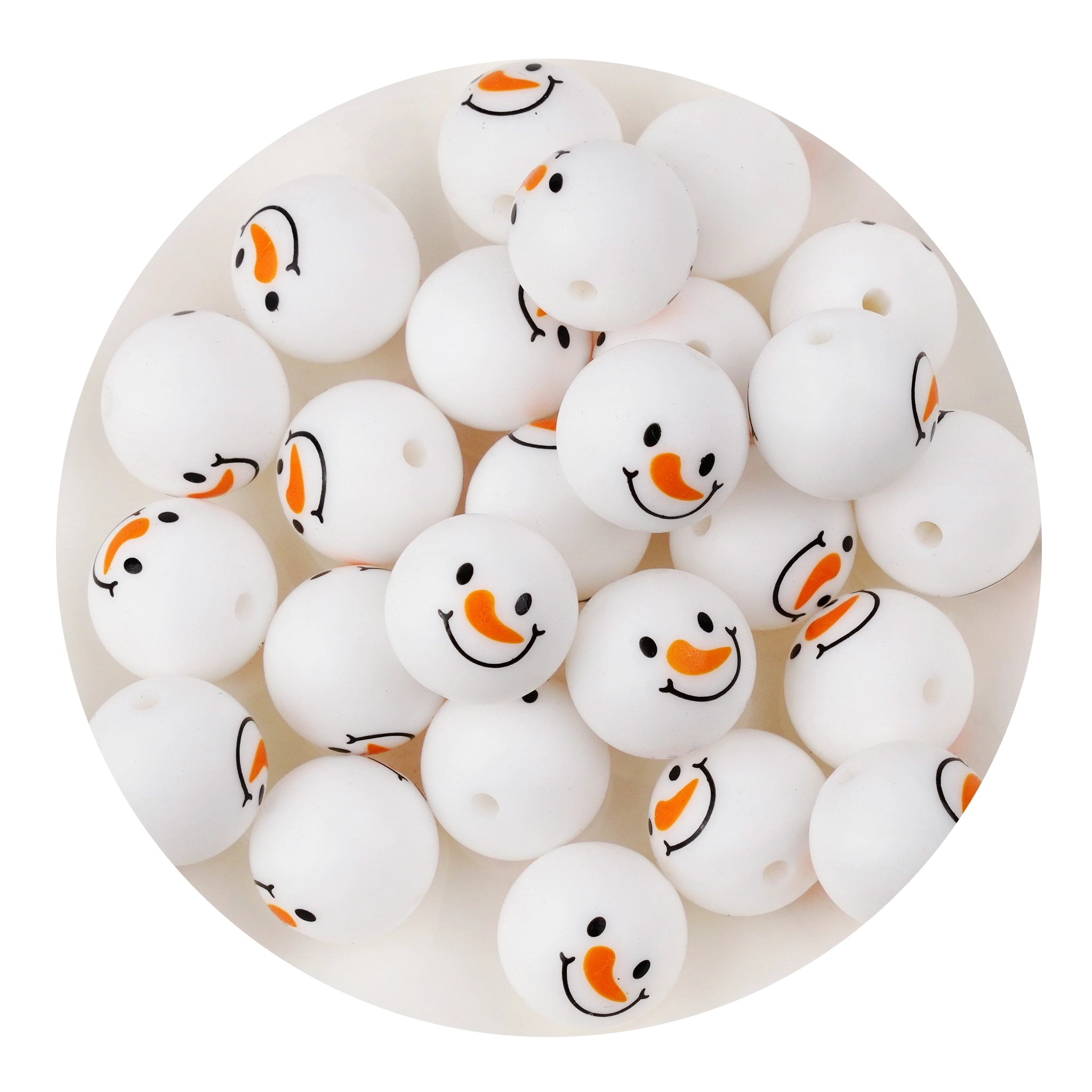 Silicone Bead Round - Happy Snowman - DIY Craft Warehouse