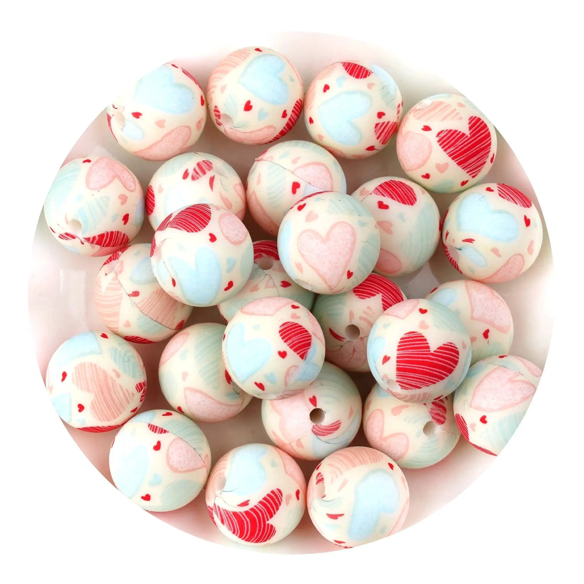 Silicone Bead Round - Hearts - DIY Craft Warehouse