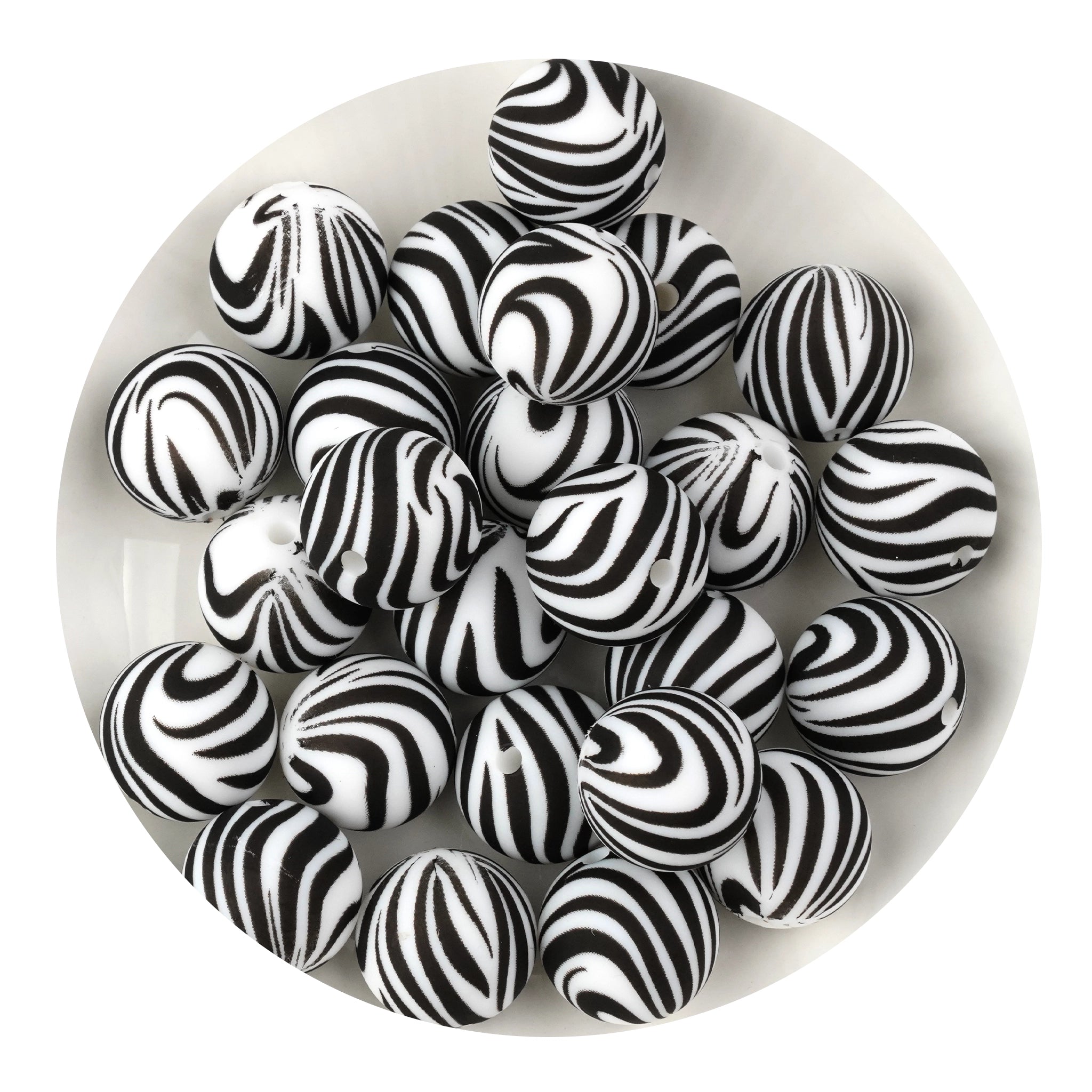 Silicone Bead Round - Zebra - DIY Craft Warehouse