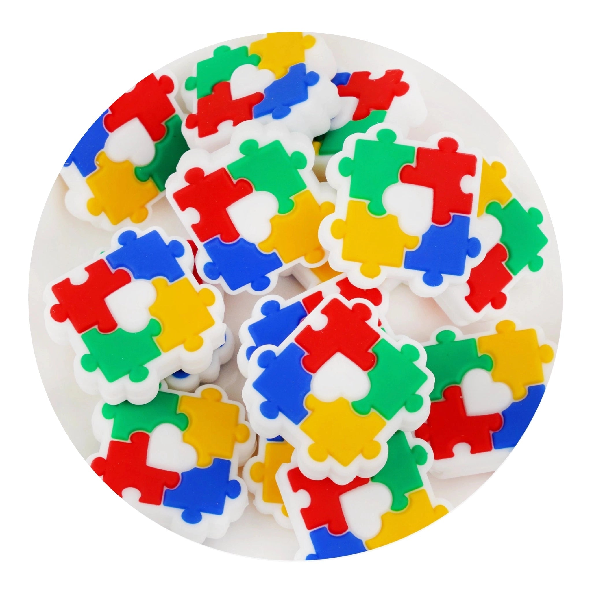 Silicone Focal Bead Autism Puzzle - Heart - DIY Craft Warehouse