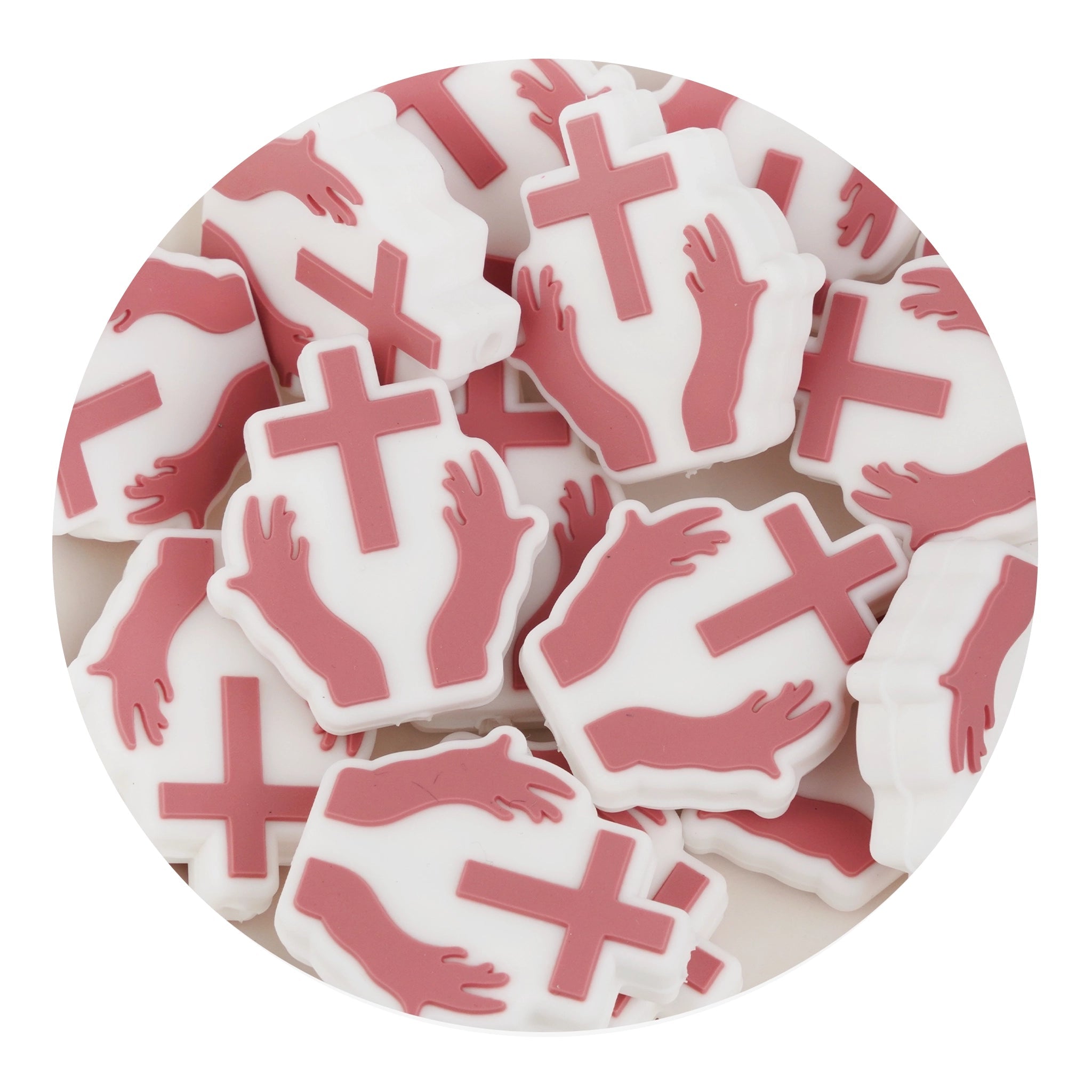 Silicone Focal Bead Cross - Blush - DIY Craft Warehouse