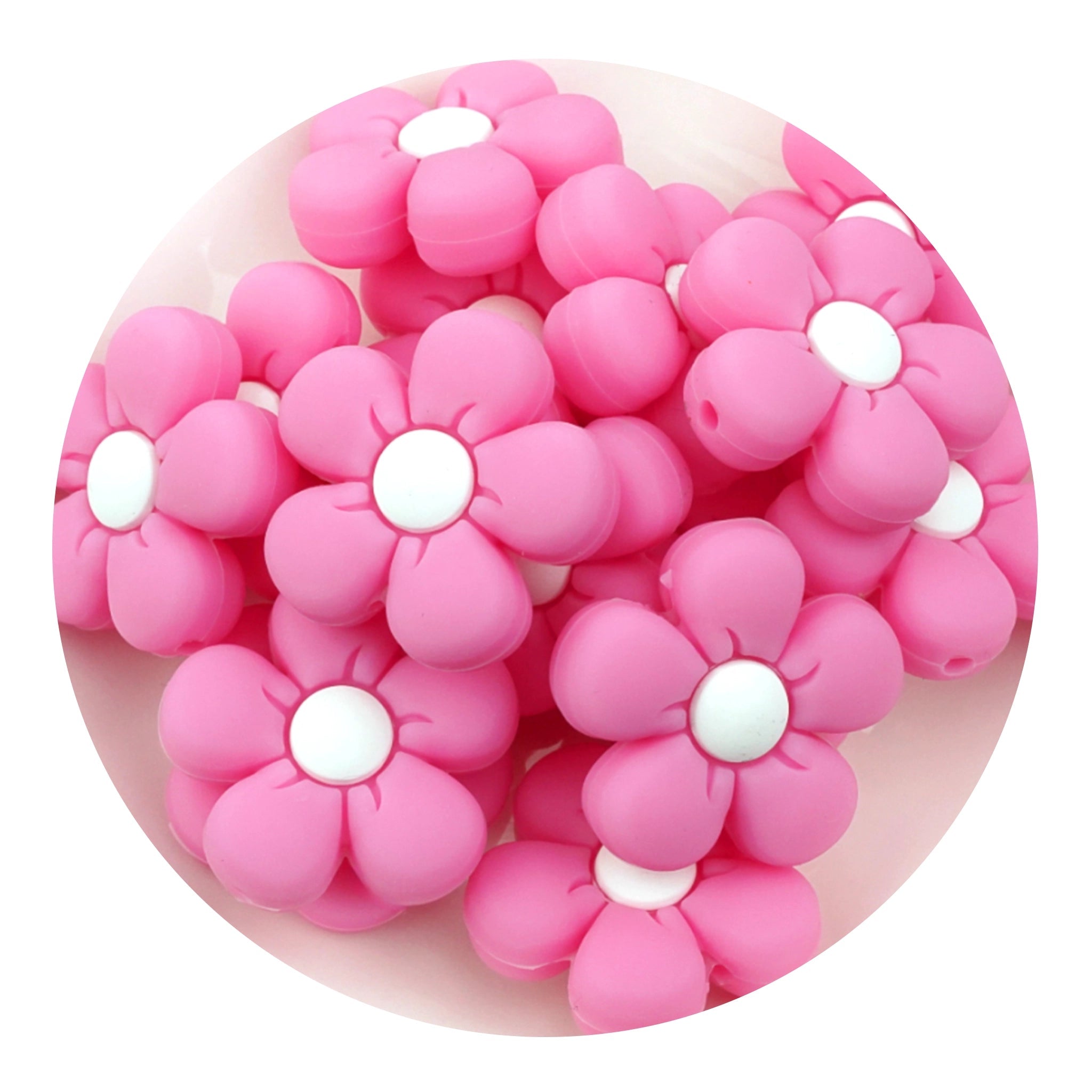 Silicone Focal Bead Daisy - Pink - DIY Craft Warehouse