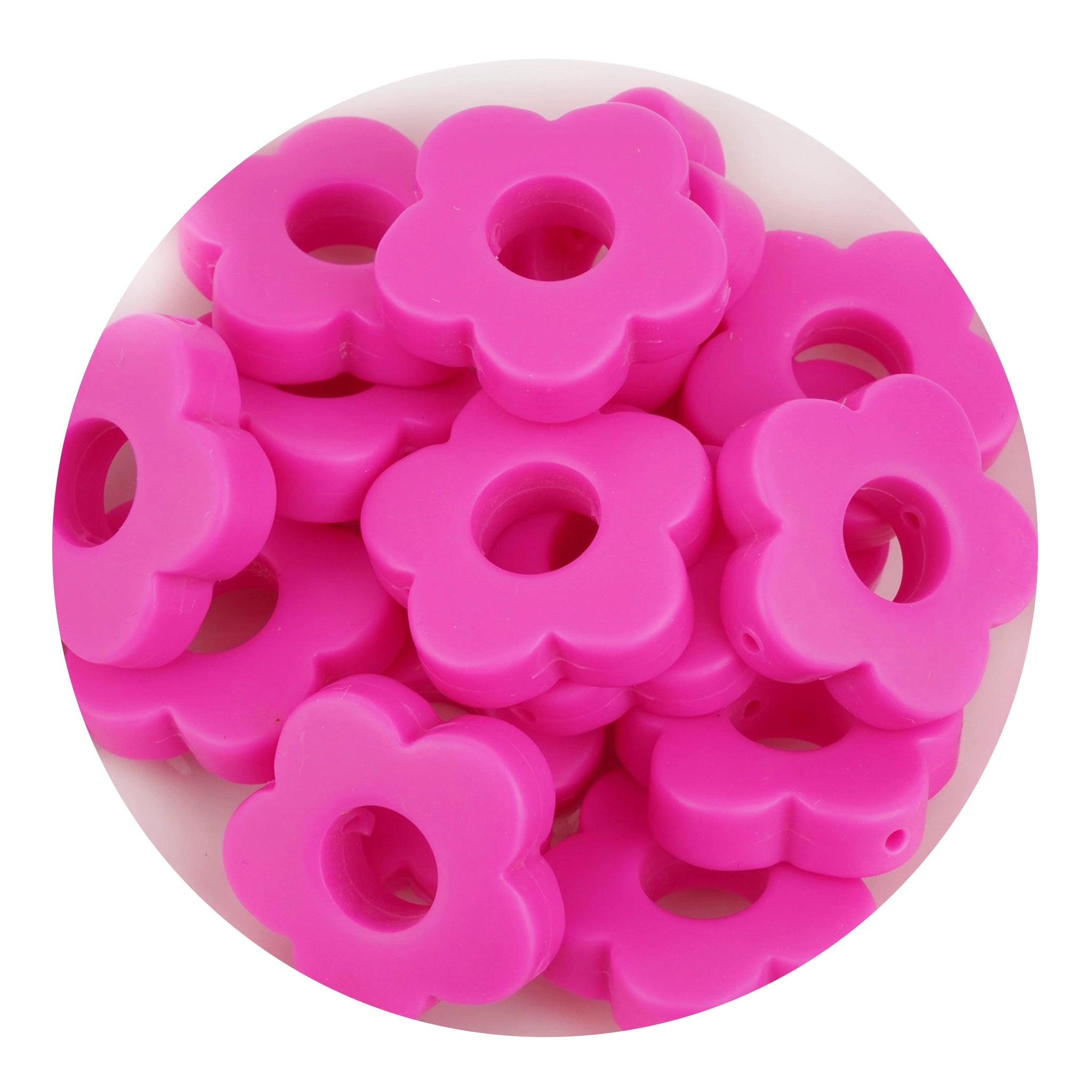 Silicone Focal Bead Flower - Fuchsia - DIY Craft Warehouse