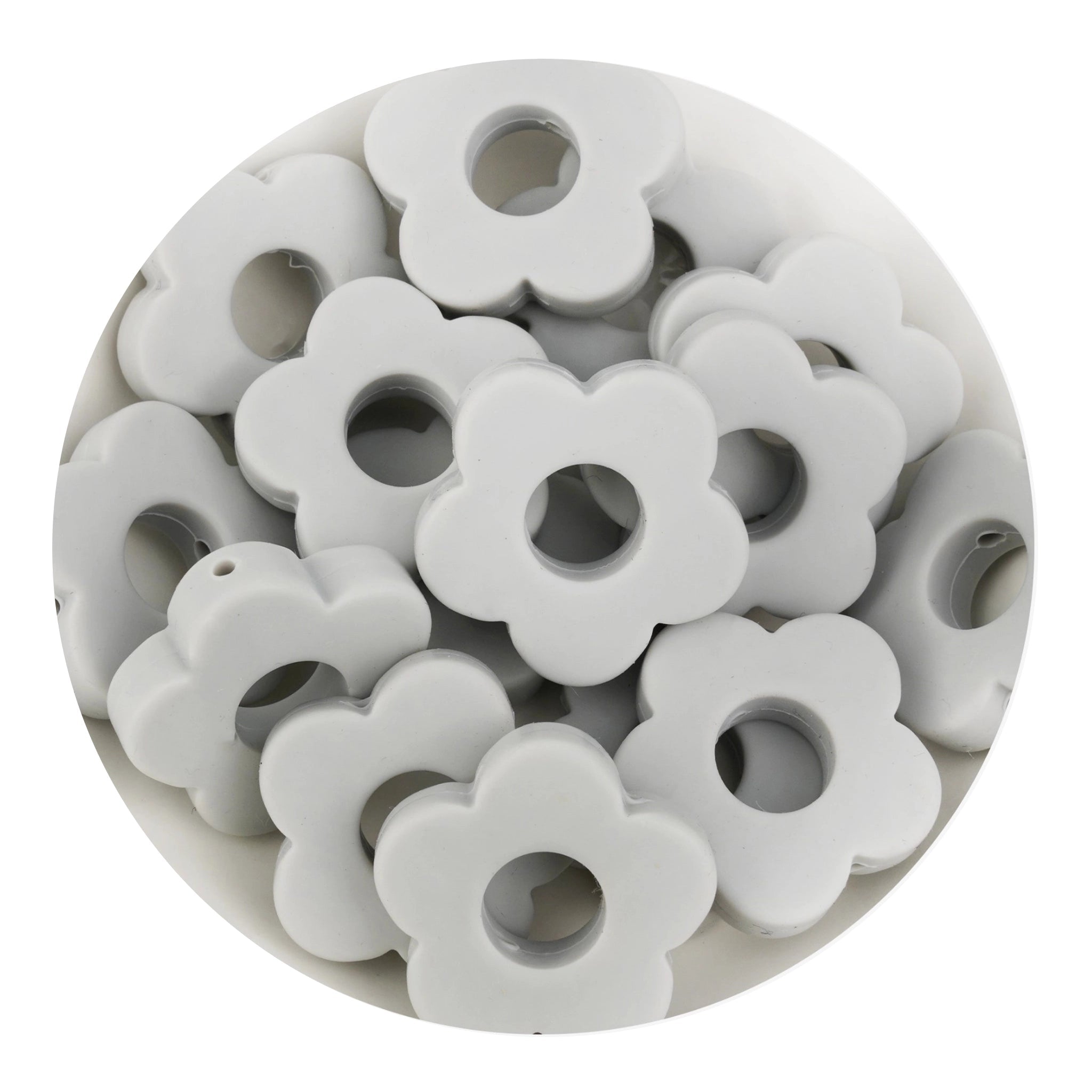 Silicone Focal Bead Flower - Light Gray - DIY Craft Warehouse