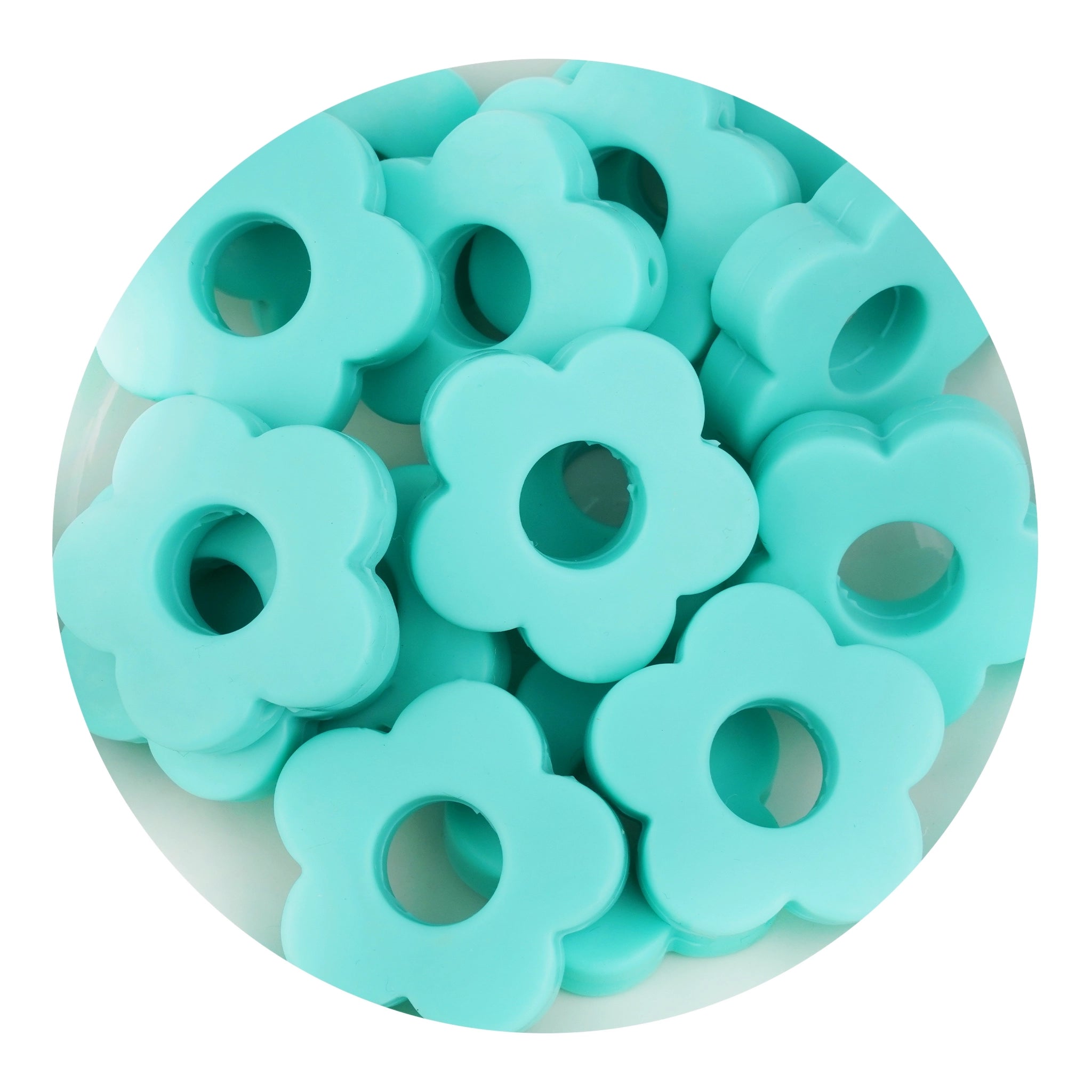 Silicone Focal Bead Flower - Turquoise - DIY Craft Warehouse