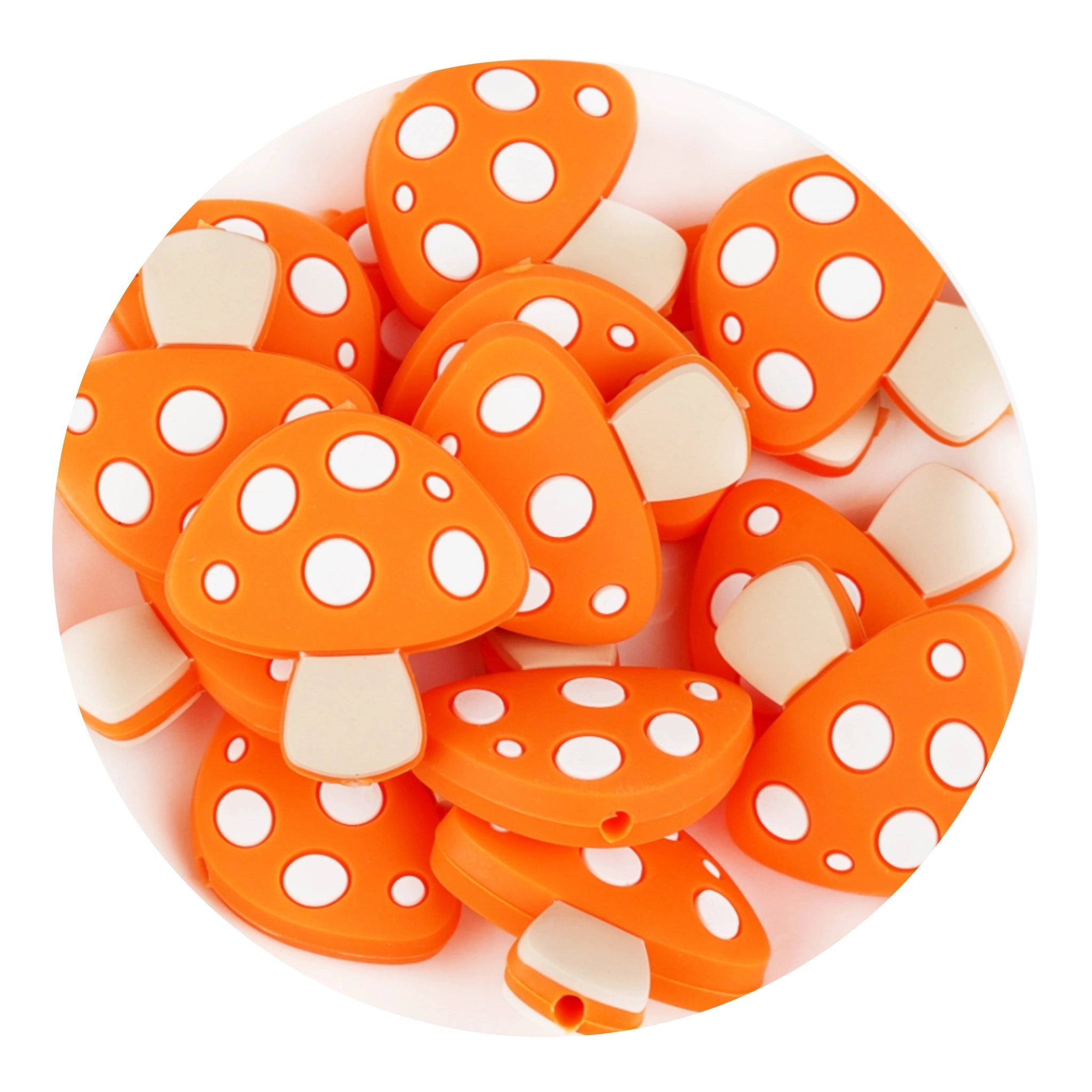 Silicone Focal Bead Mushroom - Orange - DIY Craft Warehouse