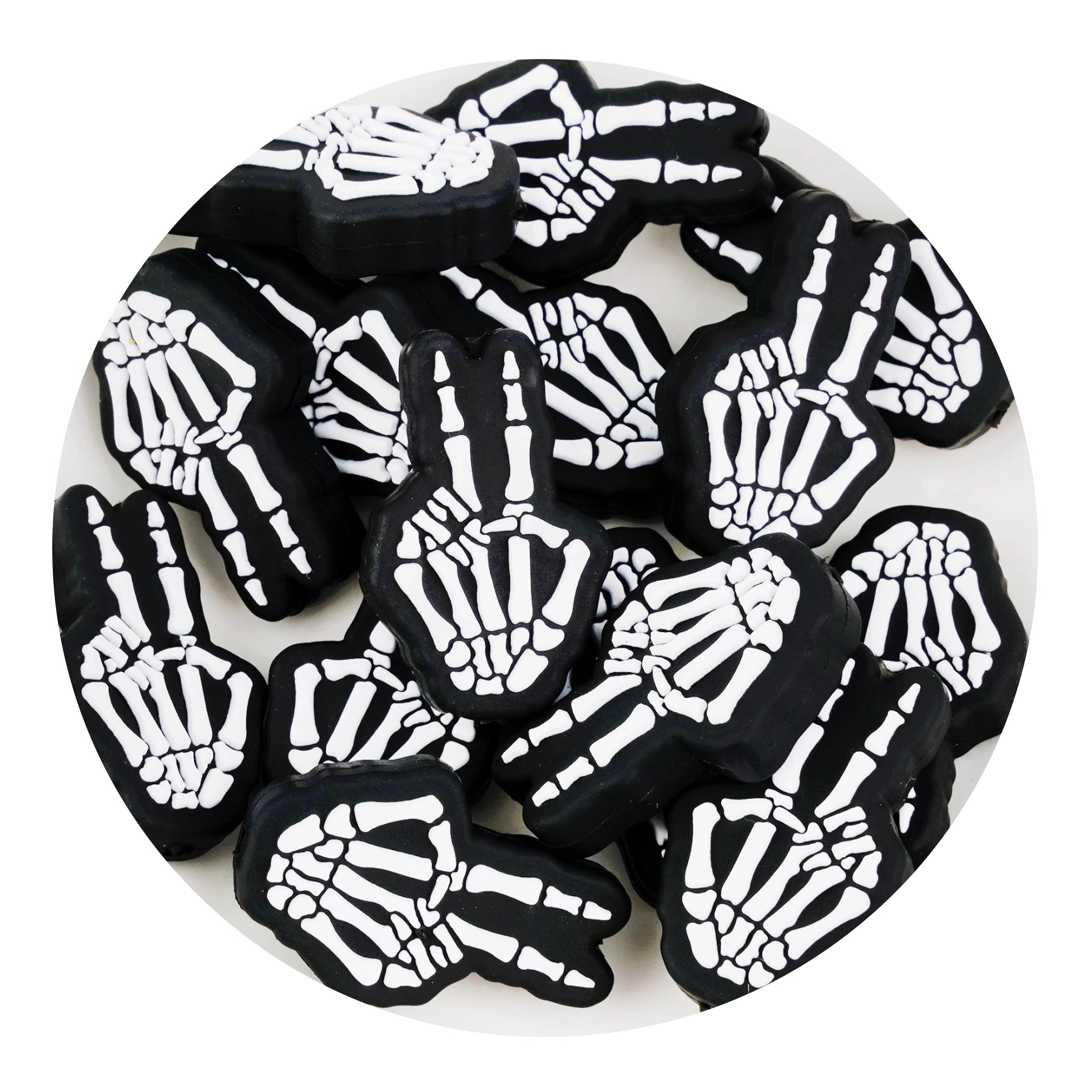 Silicone Focal Bead Peace Skeleton - White - DIY Craft Warehouse