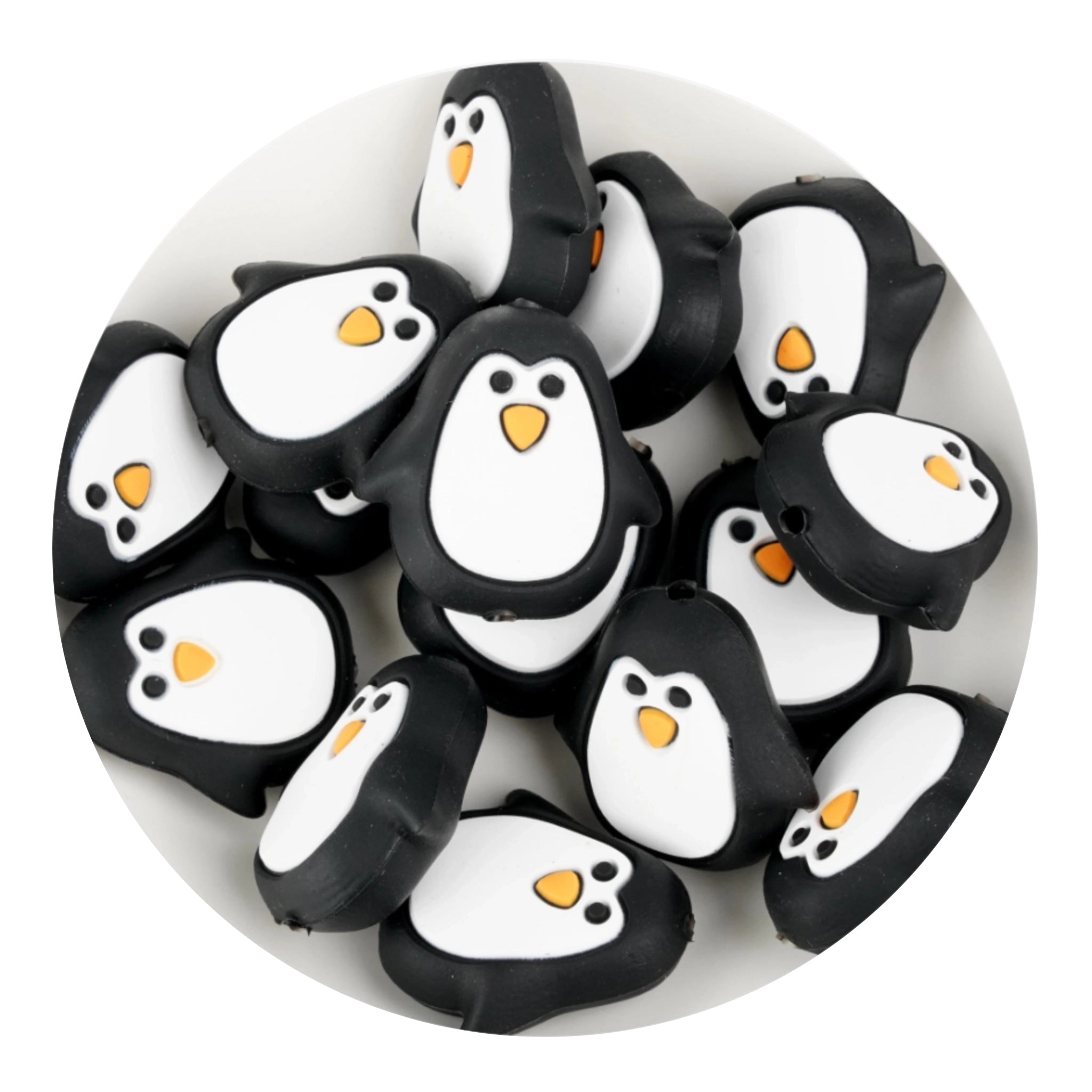 Silicone Focal Bead Penguin - Black - DIY Craft Warehouse