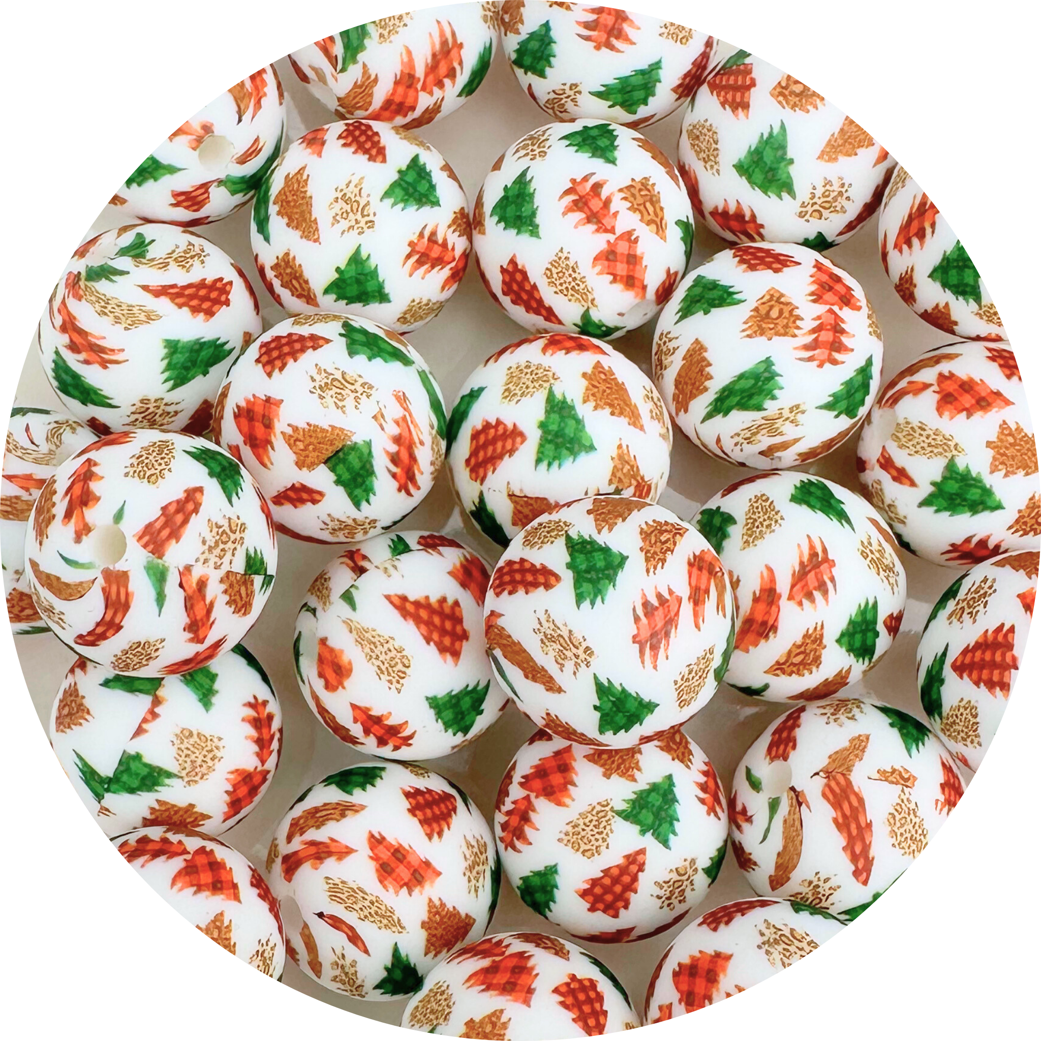 Master Maker Crafts -  Silicone Bead Round - Christmas Trees (5 Beads - 15mm) | Master Maker Crafts - Wholesale Craft Supplies - Fast Shipping from Ohio DIY Craft Warehouse