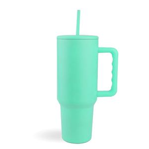 handled travel mug modern matte teal