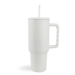 Handled Travel Mug Modern Matte - White