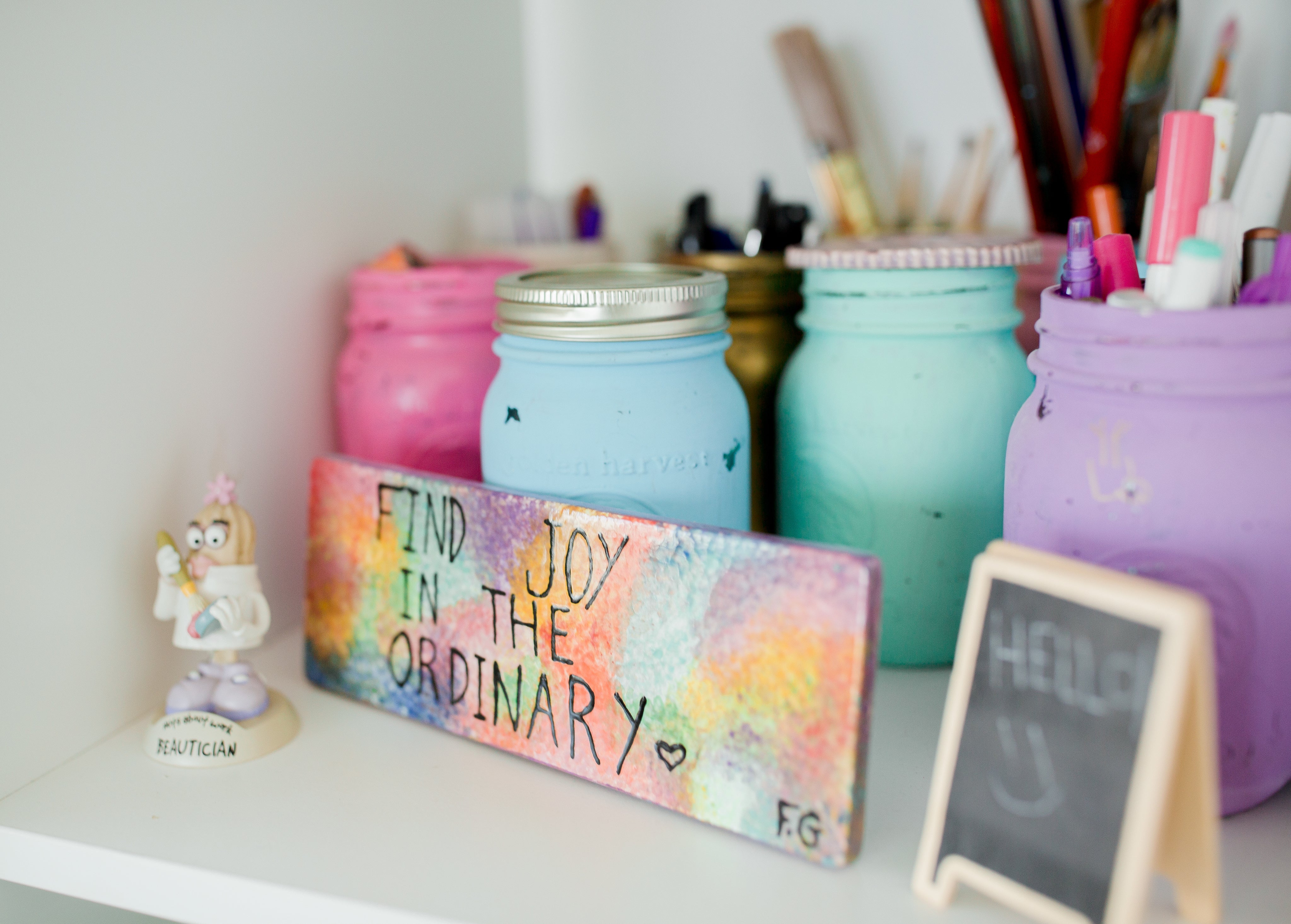 Mason jars with chalk paint finish